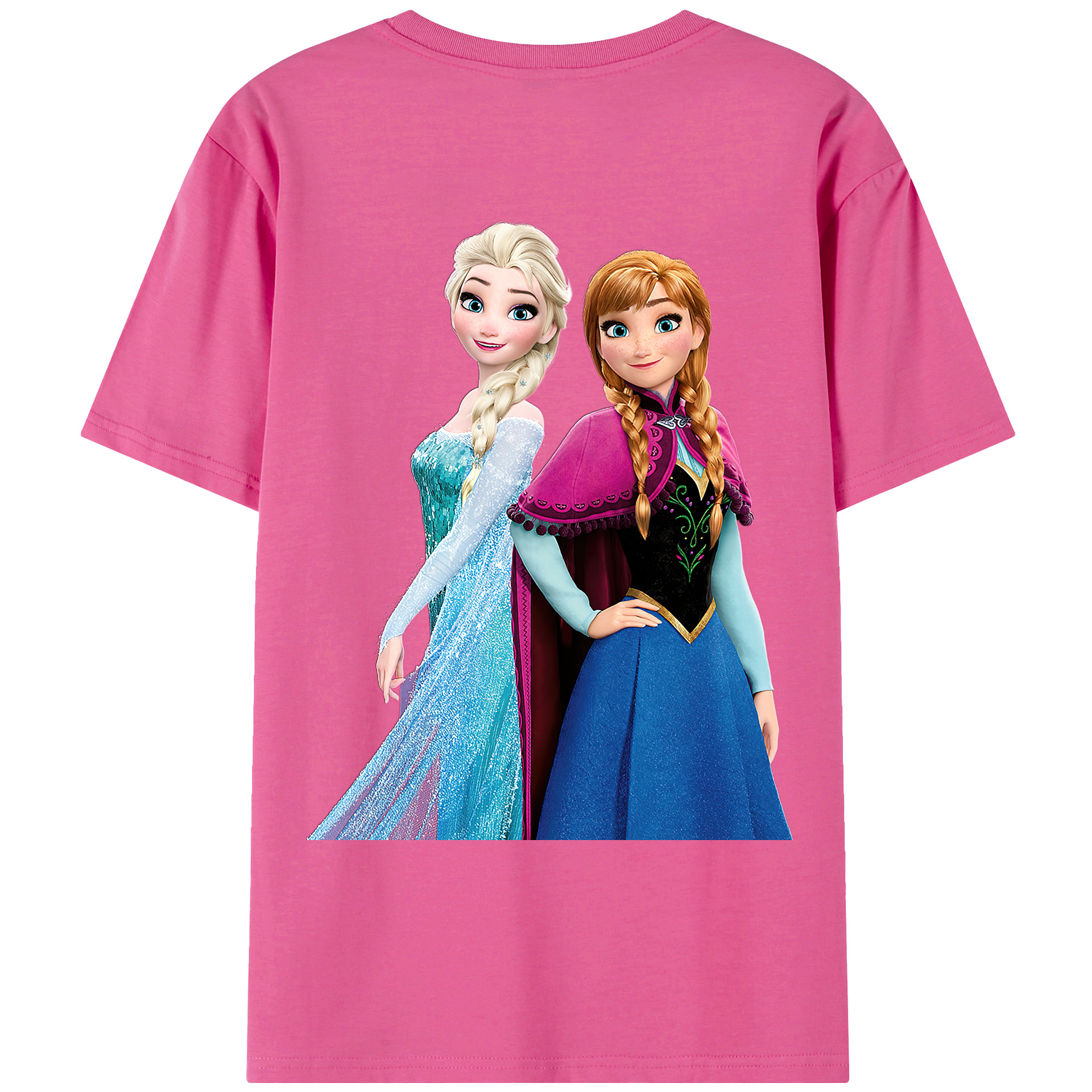 （画像用） アナと雪の女王 アンナ エルサ Frozen Anna Elsa レディース半袖Tシャツ(バックプリント)
