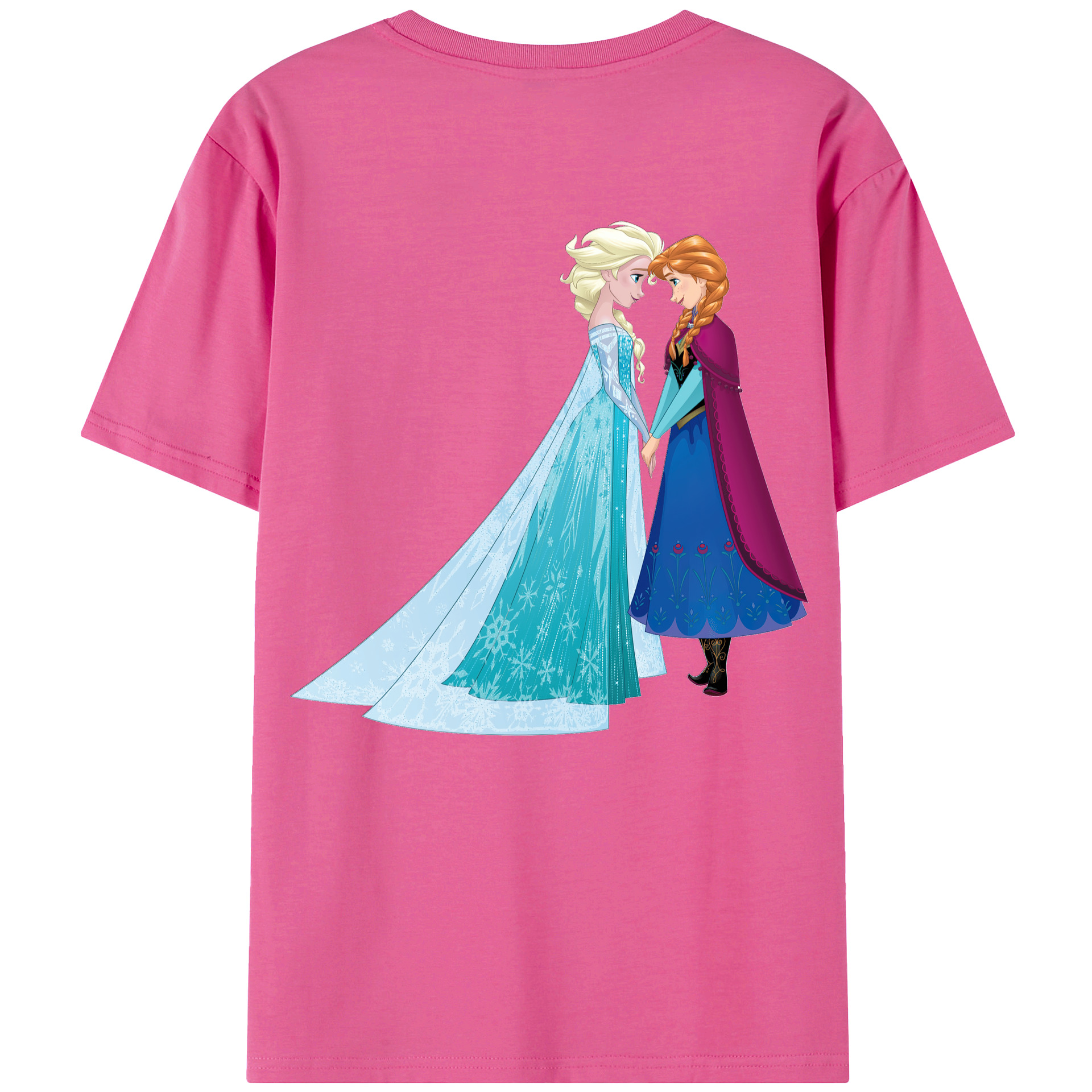 （画像用） アナと雪の女王 アンナ エルサ Frozen Anna Elsa レディース半袖Tシャツ(バックプリント)