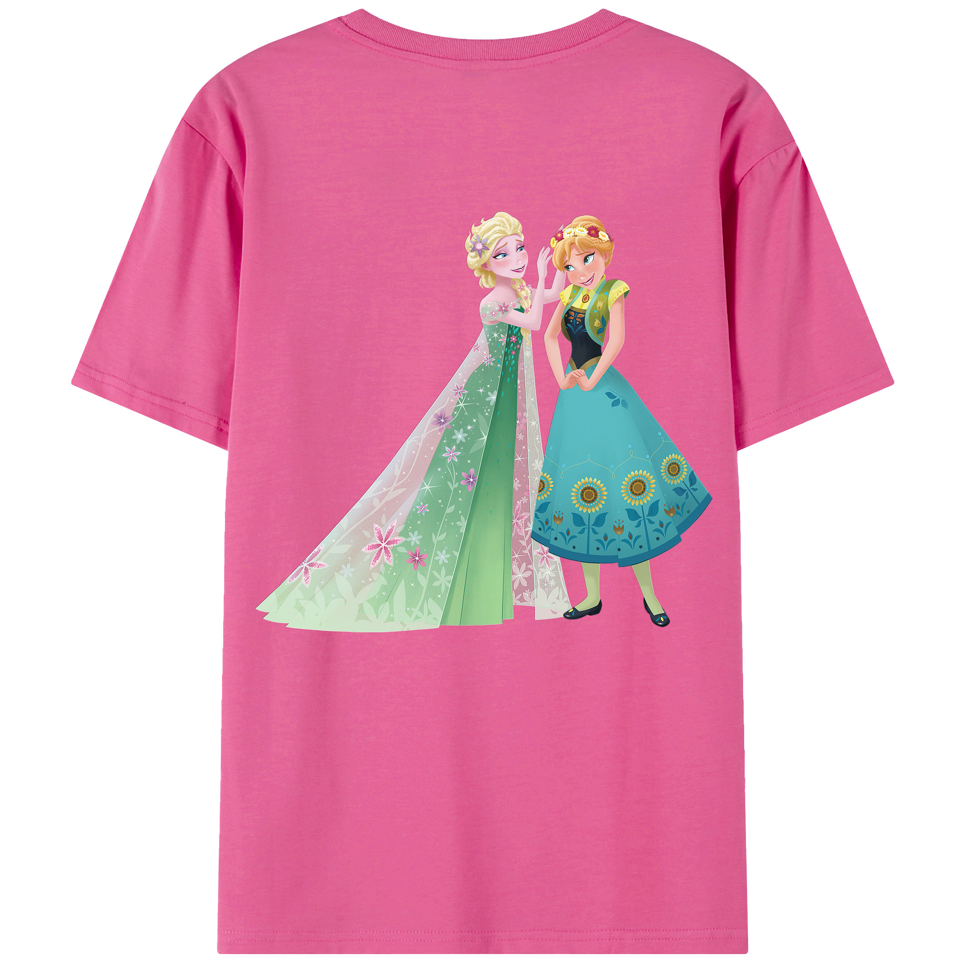（画像用） アナと雪の女王 アンナ エルサ Frozen Anna Elsa レディース半袖Tシャツ(バックプリント)