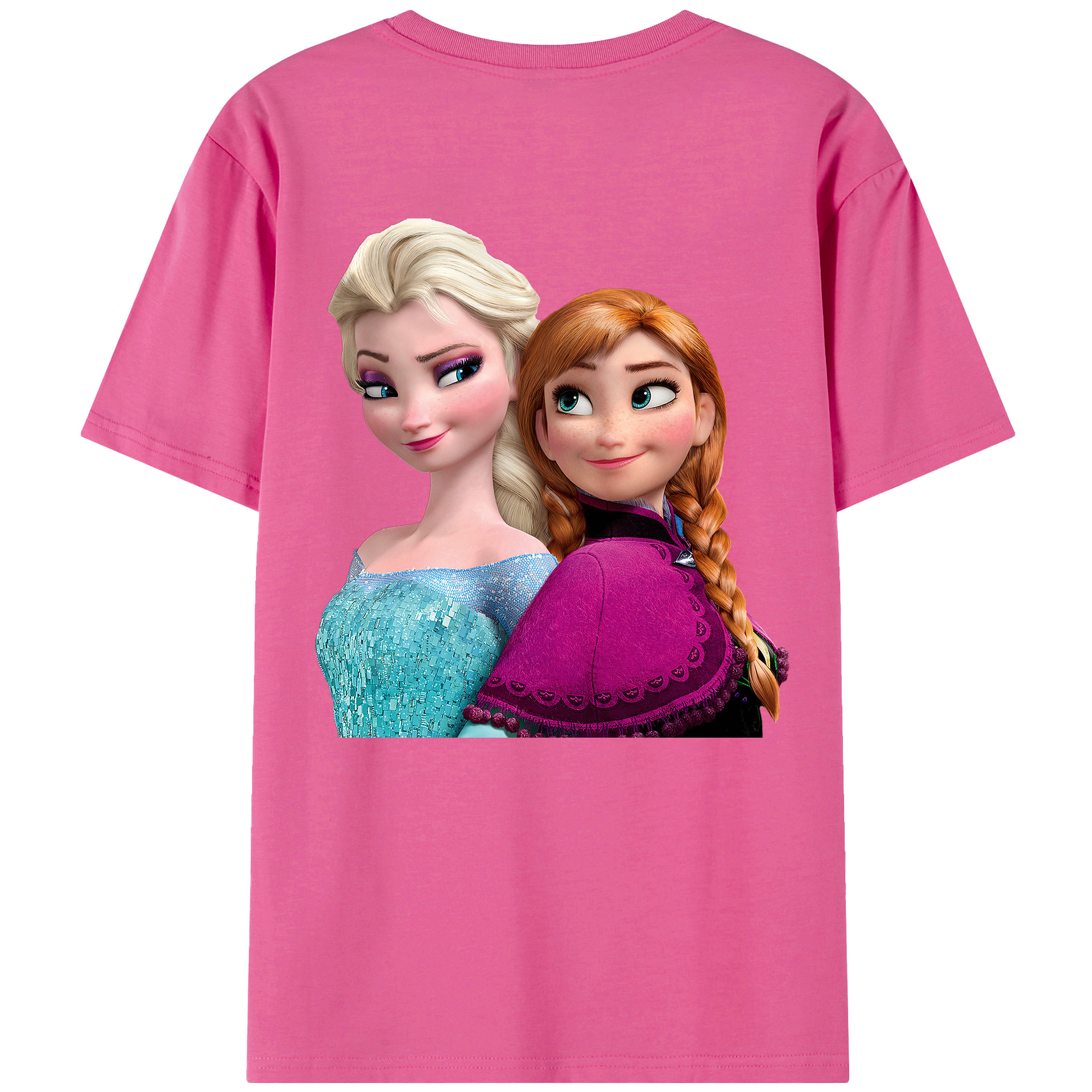 （画像用） アナと雪の女王 アンナ エルサ Frozen Anna Elsa レディース半袖Tシャツ(バックプリント)
