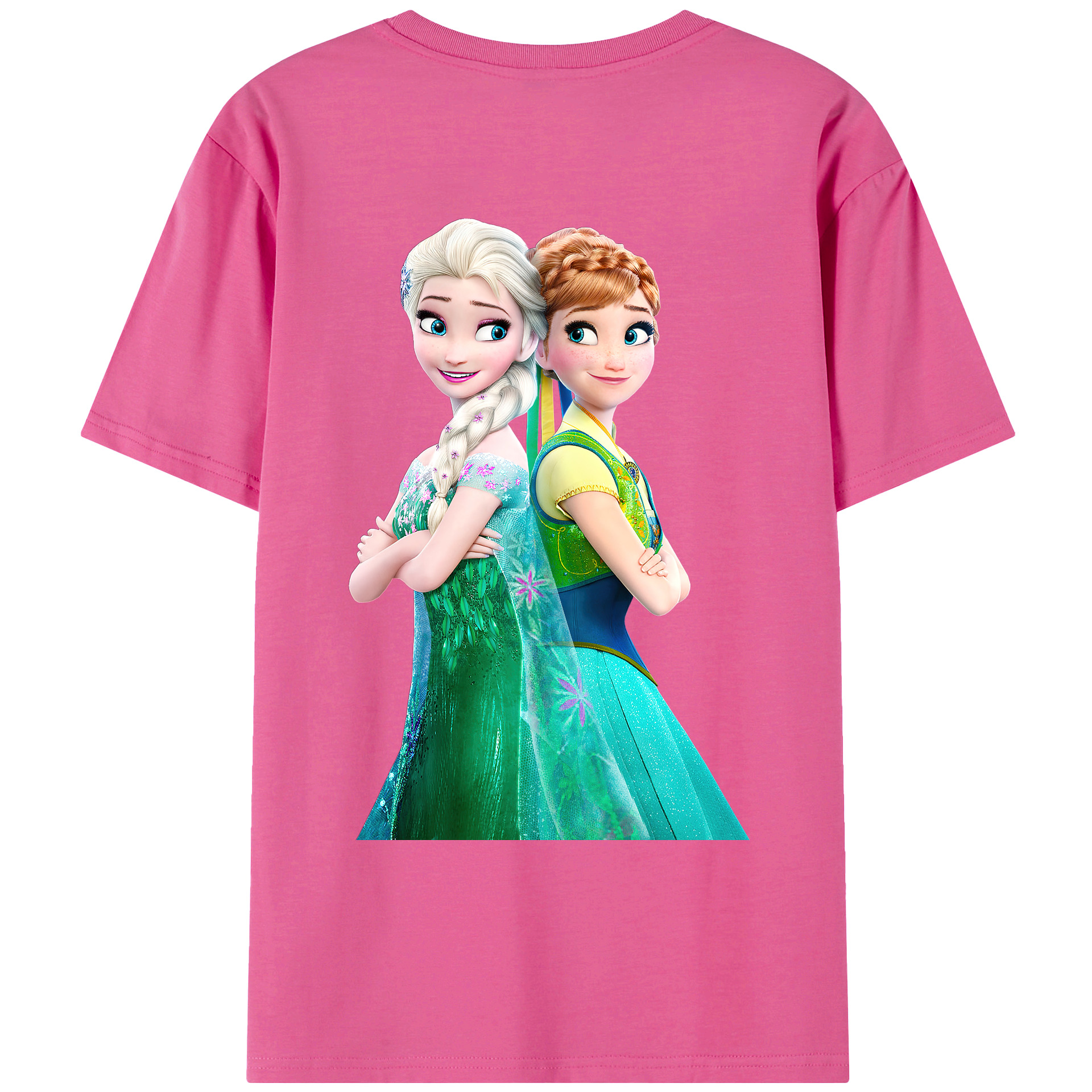 （画像用） アナと雪の女王 アンナ エルサ Frozen Anna Elsa レディース半袖Tシャツ(バックプリント)