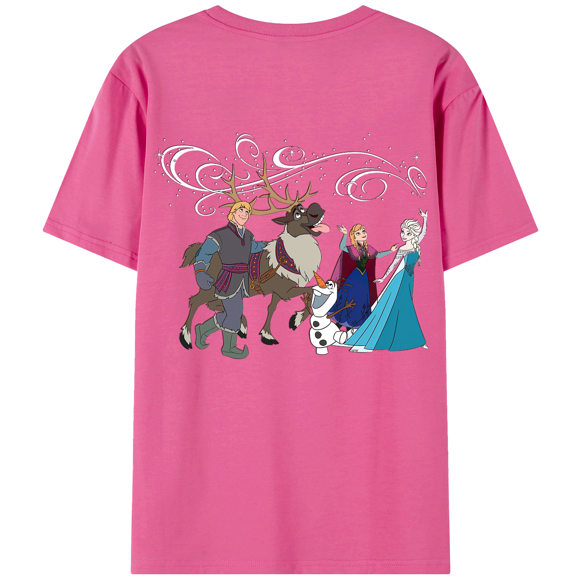 （画像用） アナと雪の女王 アンナ エルサ Frozen Anna Elsa レディース半袖Tシャツ(バックプリント)