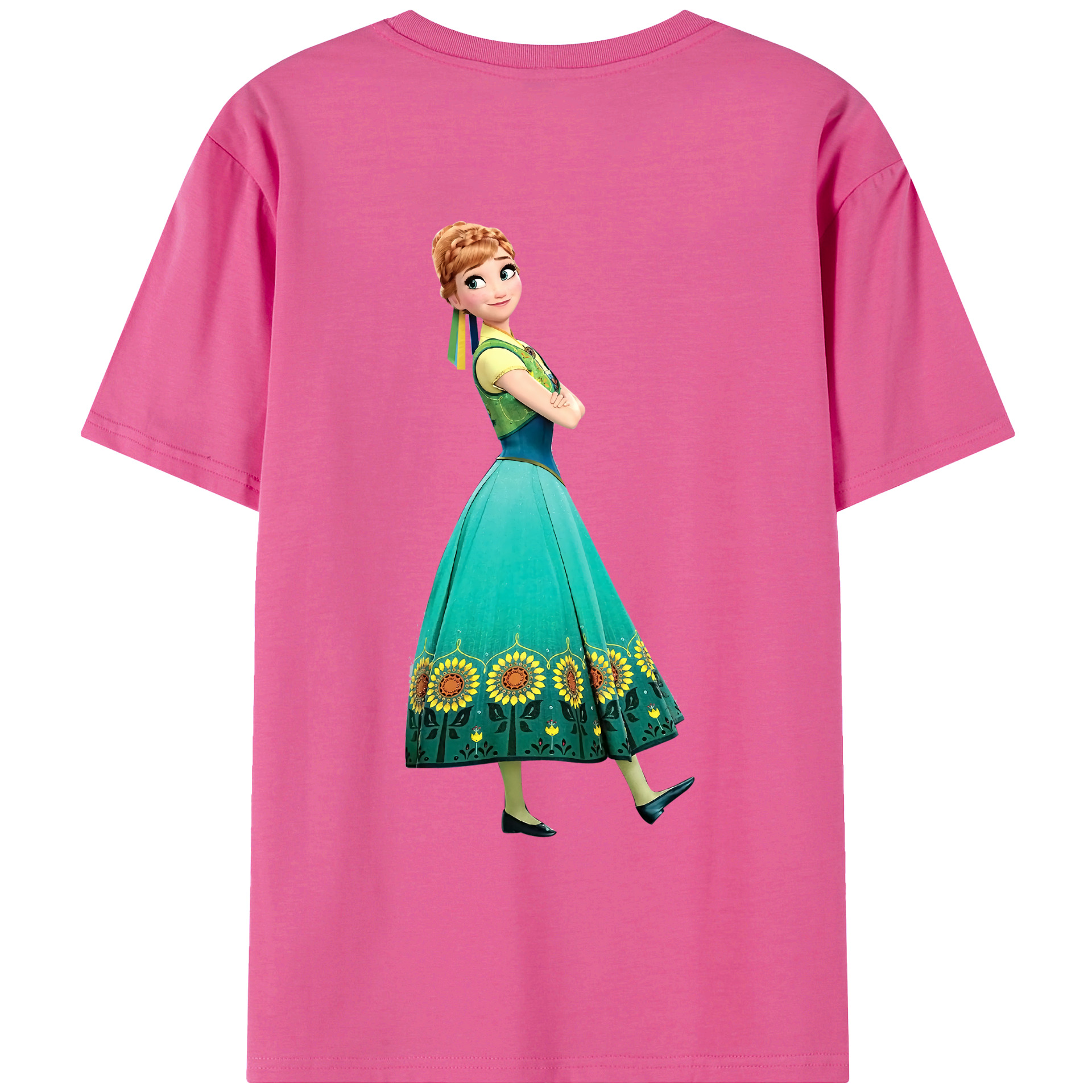 （画像用） アナと雪の女王 アンナ エルサ Frozen Anna Elsa レディース半袖Tシャツ(バックプリント)