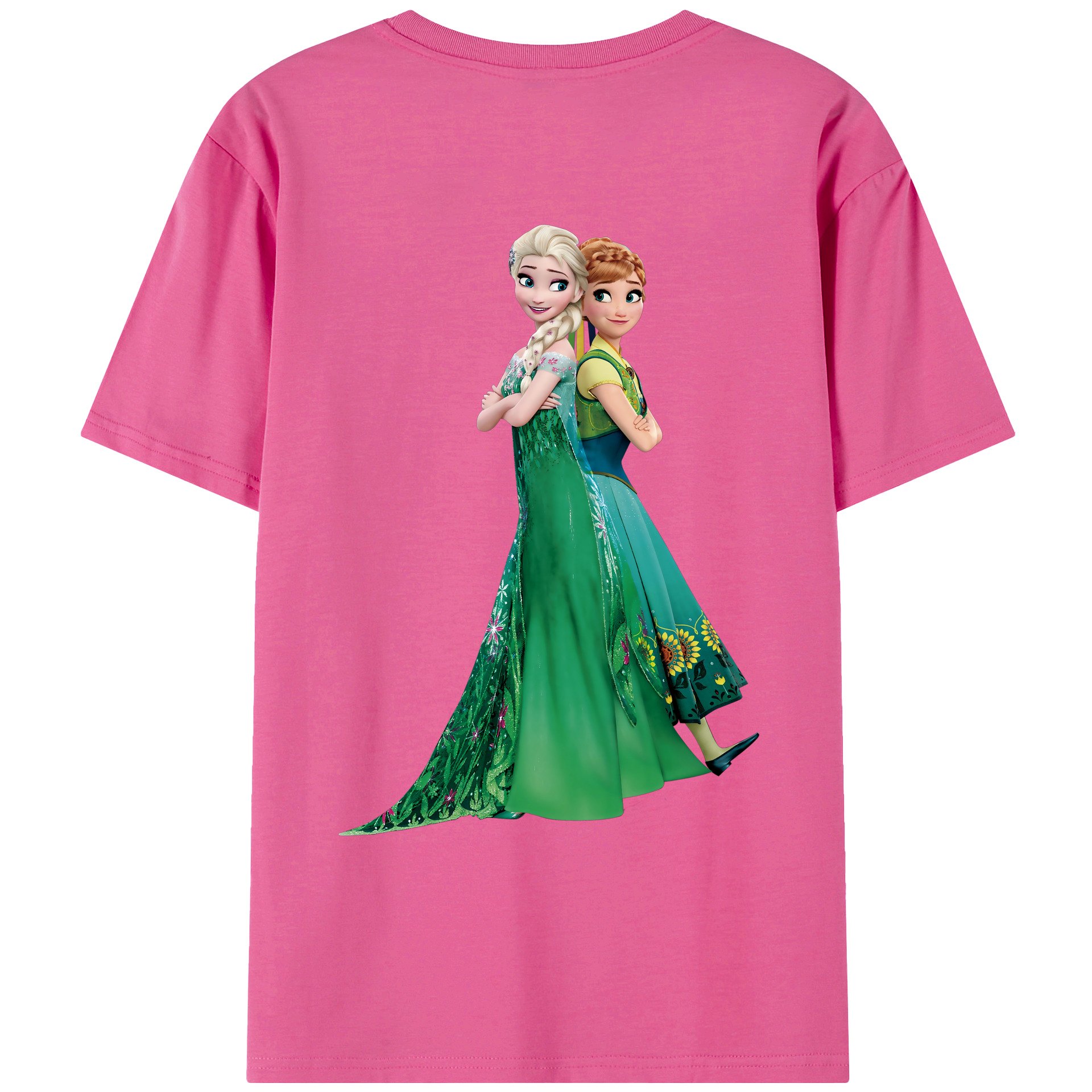 （画像用） アナと雪の女王 アンナ エルサ Frozen Anna Elsa レディース半袖Tシャツ(バックプリント)