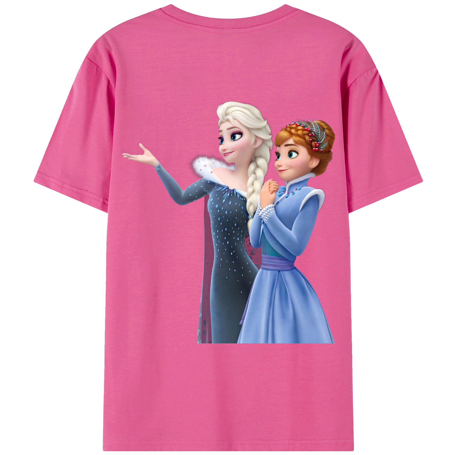 （画像用） アナと雪の女王 アンナ エルサ Frozen Anna Elsa レディース半袖Tシャツ(バックプリント)