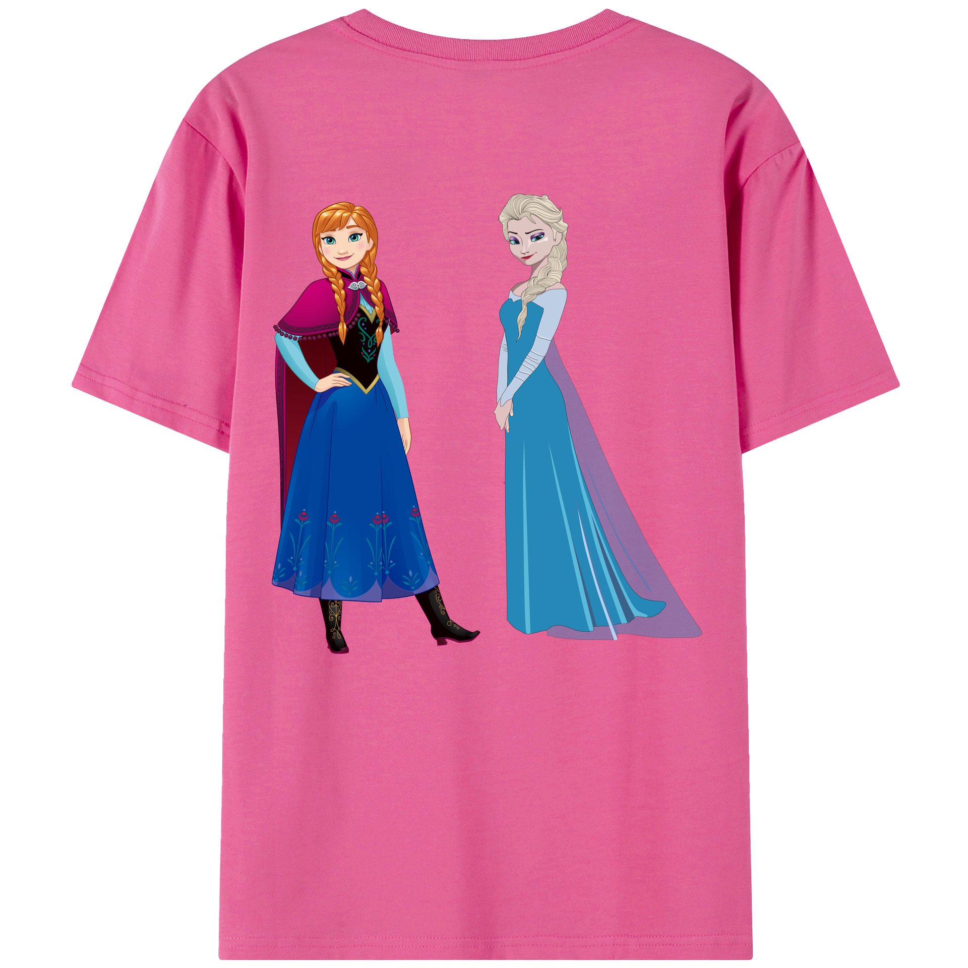 （画像用） アナと雪の女王 アンナ エルサ Frozen Anna Elsa レディース半袖Tシャツ(バックプリント)