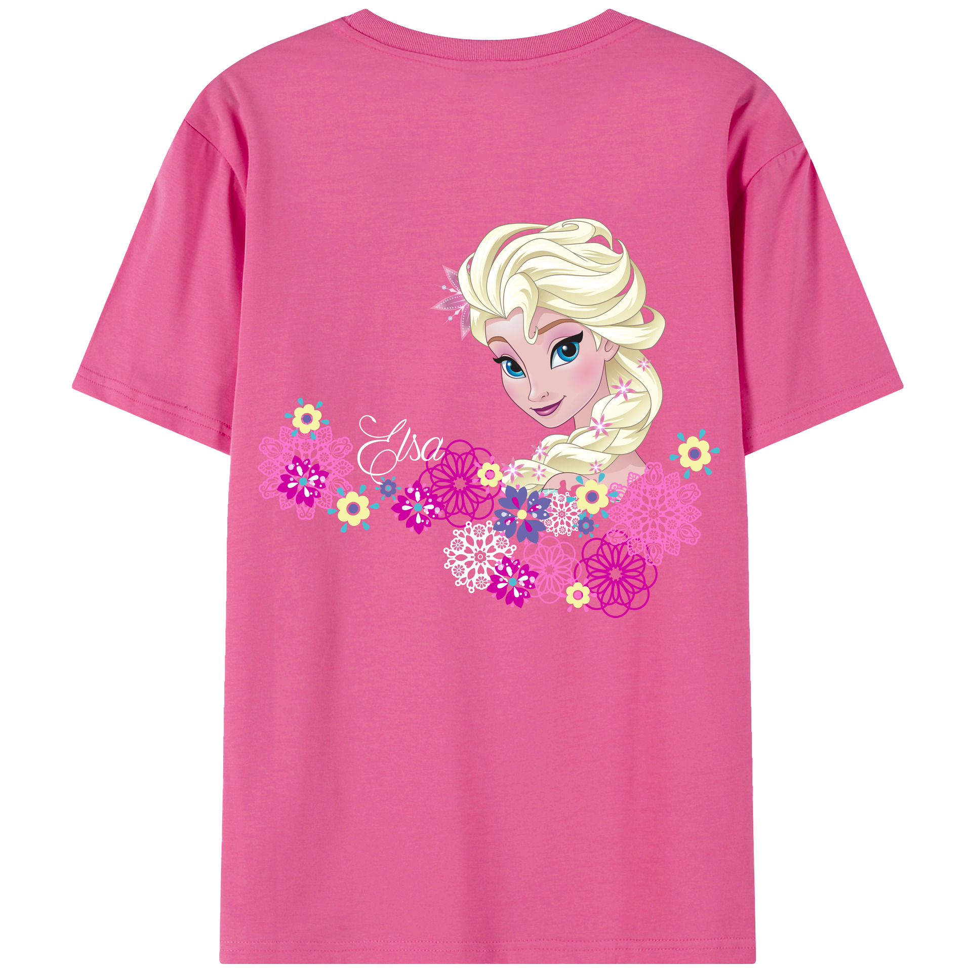 （画像用） アナと雪の女王 アンナ エルサ Frozen Anna Elsa レディース半袖Tシャツ(バックプリント)