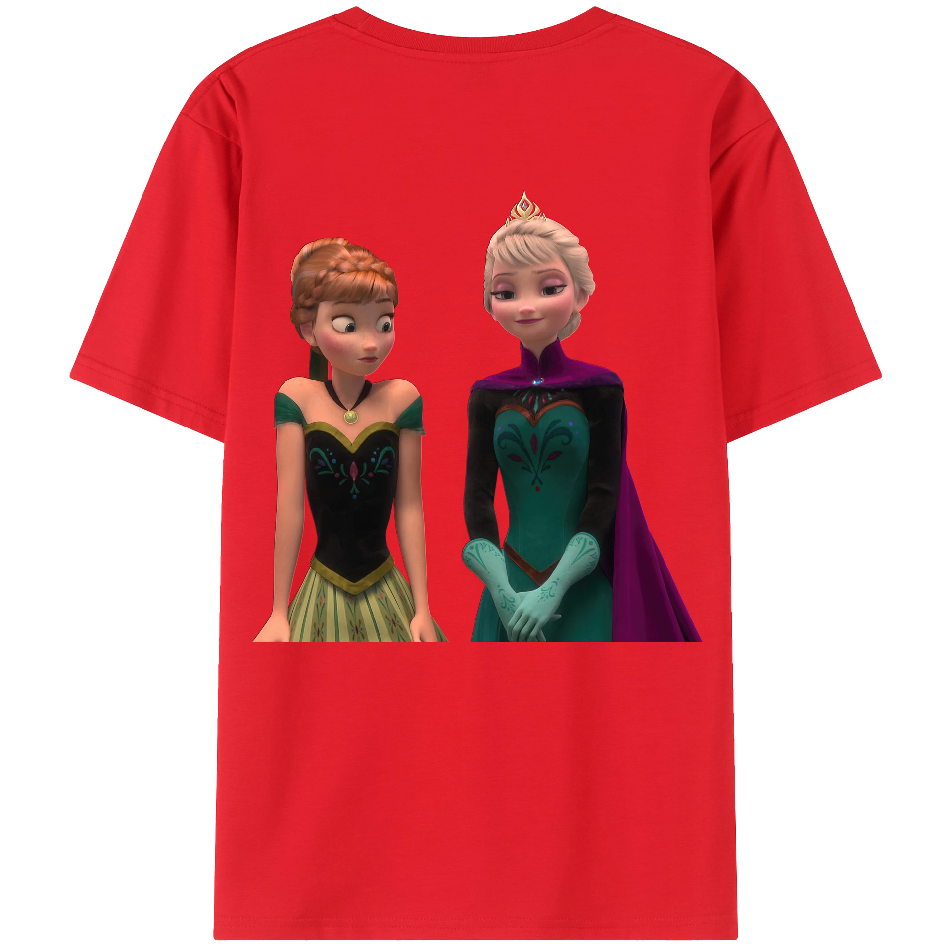 （画像用） アナと雪の女王 アンナ エルサ Frozen Anna Elsa レディース半袖Tシャツ(バックプリント)