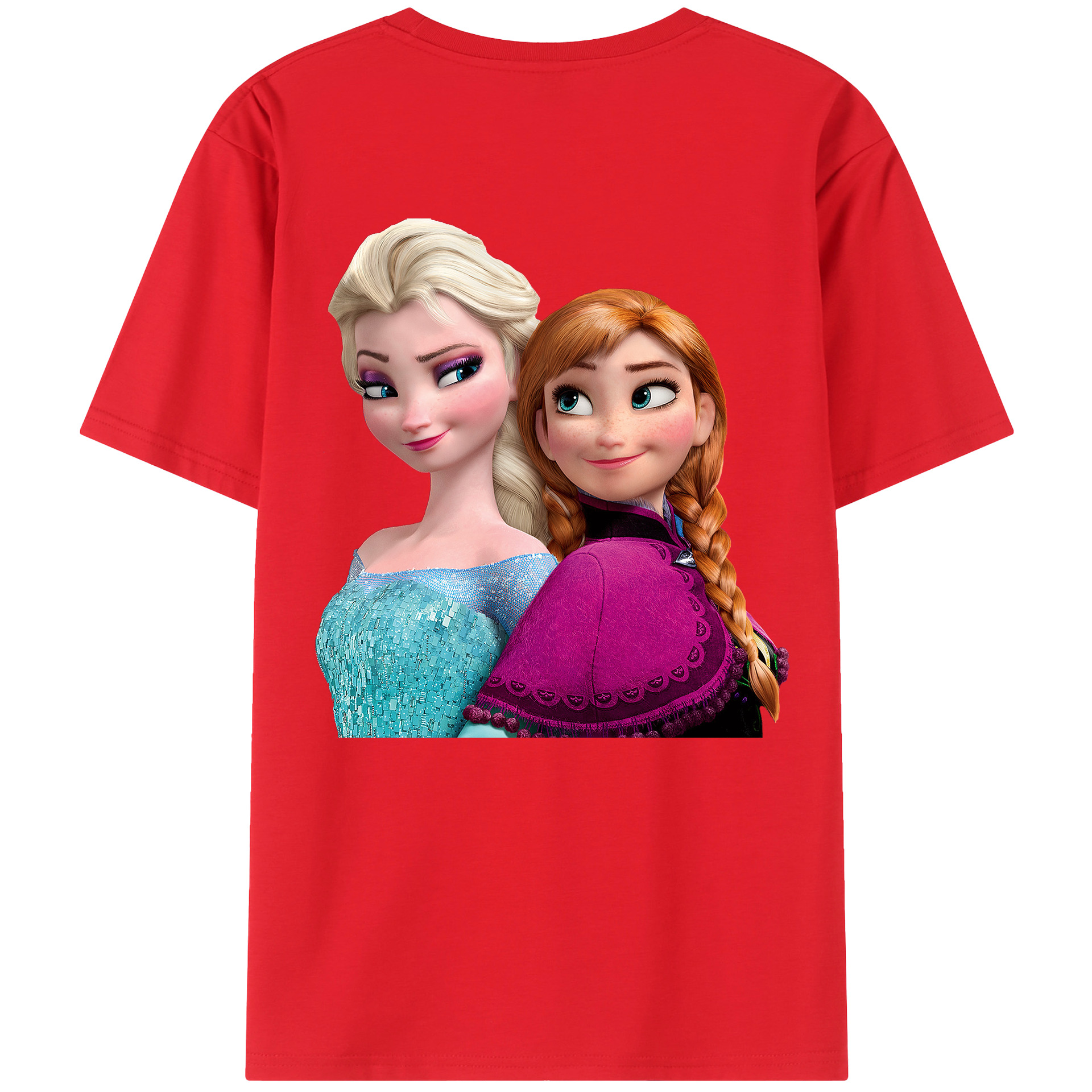 （画像用） アナと雪の女王 アンナ エルサ Frozen Anna Elsa レディース半袖Tシャツ(バックプリント)