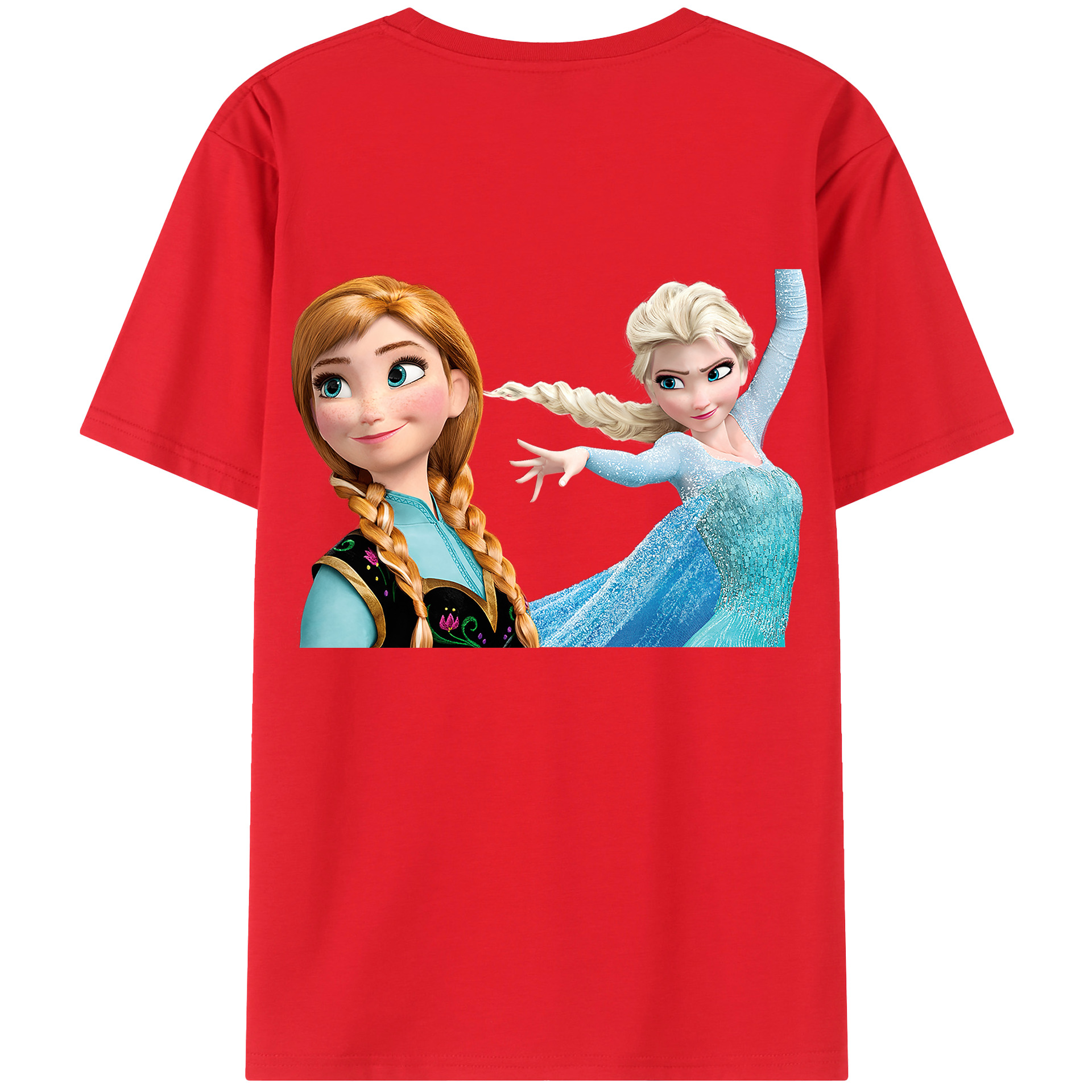 （画像用） アナと雪の女王 アンナ エルサ Frozen Anna Elsa レディース半袖Tシャツ(バックプリント)