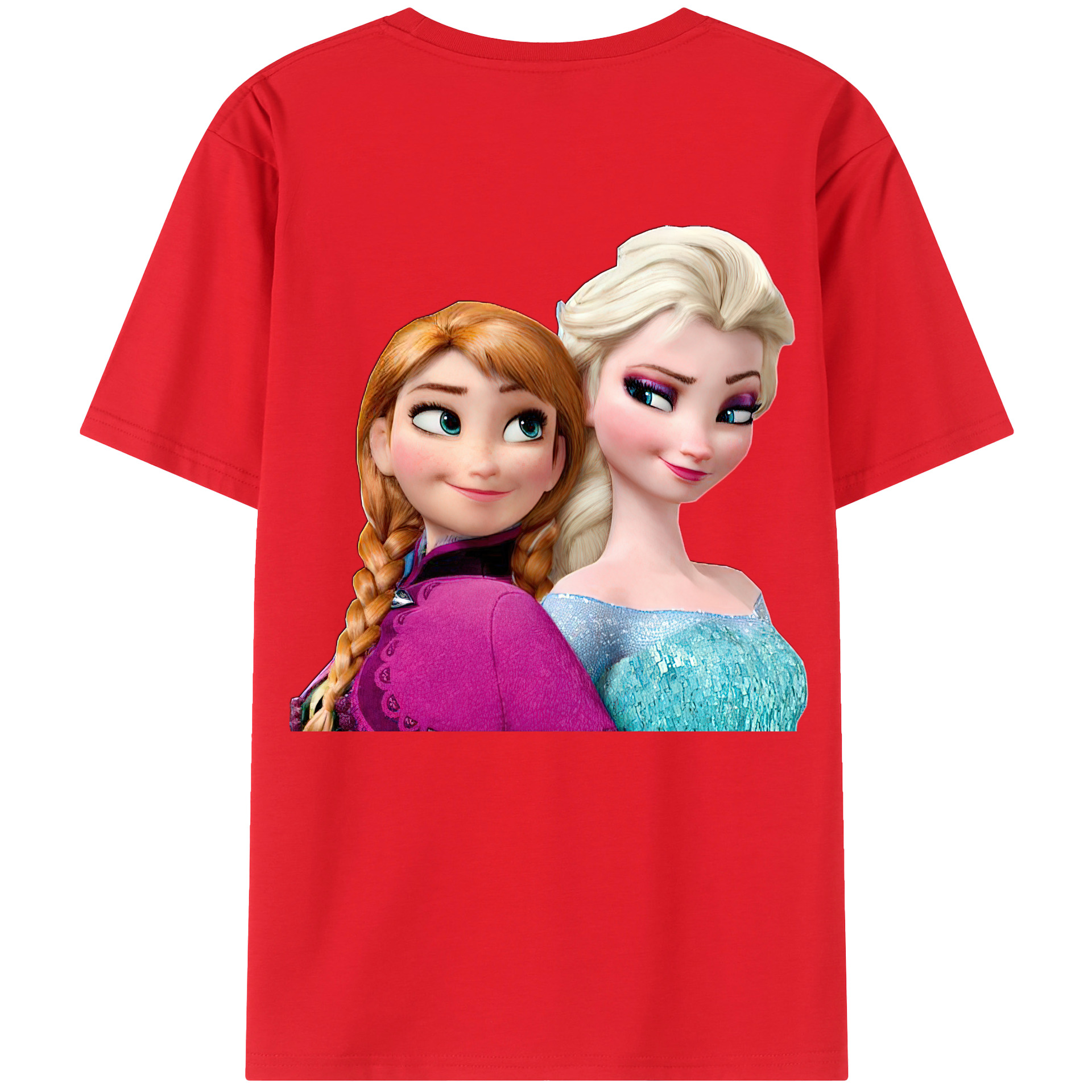 （画像用） アナと雪の女王 アンナ エルサ Frozen Anna Elsa レディース半袖Tシャツ(バックプリント)