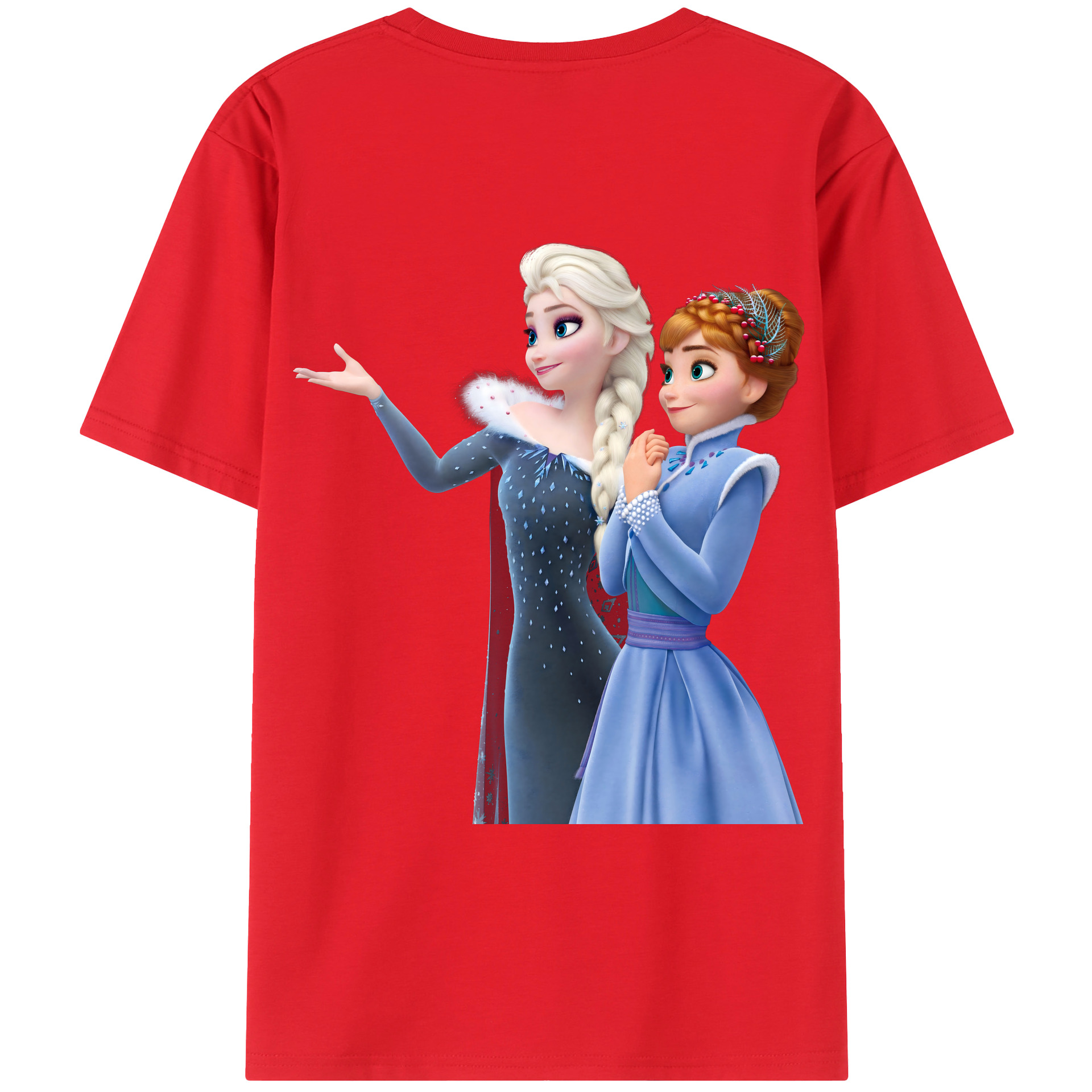（画像用） アナと雪の女王 アンナ エルサ Frozen Anna Elsa レディース半袖Tシャツ(バックプリント)