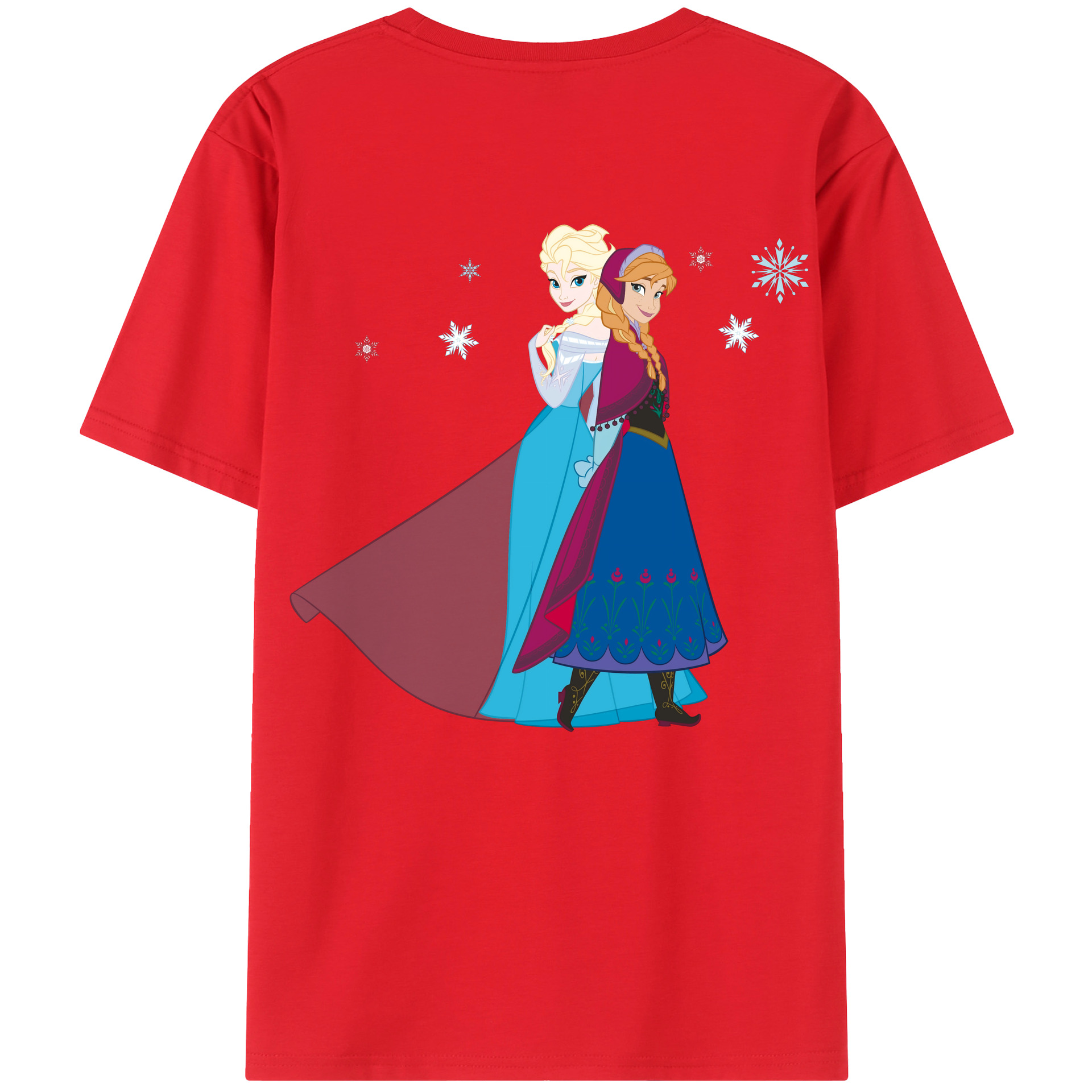 （画像用） アナと雪の女王 アンナ エルサ Frozen Anna Elsa レディース半袖Tシャツ(バックプリント)