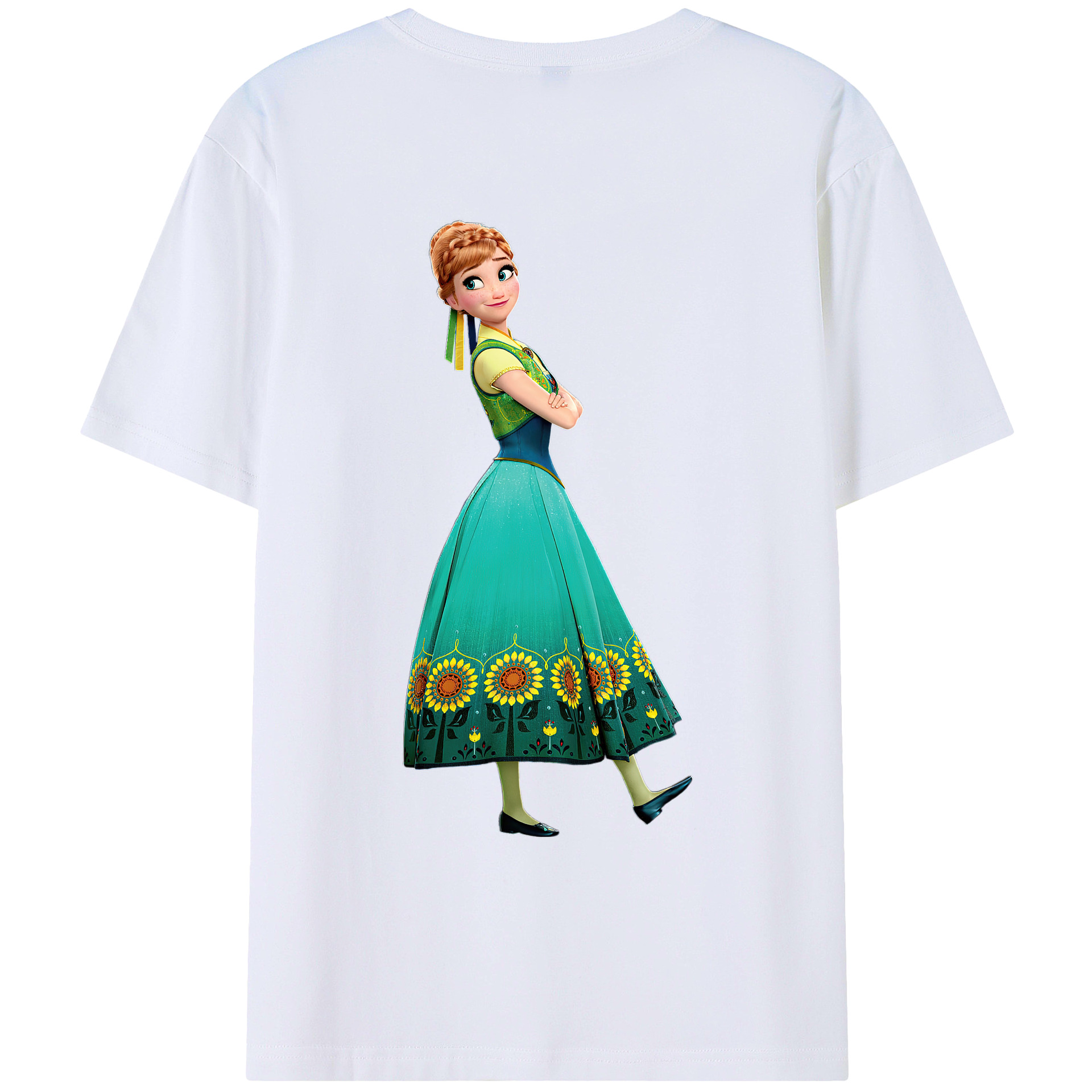 （画像用） アナと雪の女王 アンナ エルサ Frozen Anna Elsa レディース半袖Tシャツ(バックプリント)
