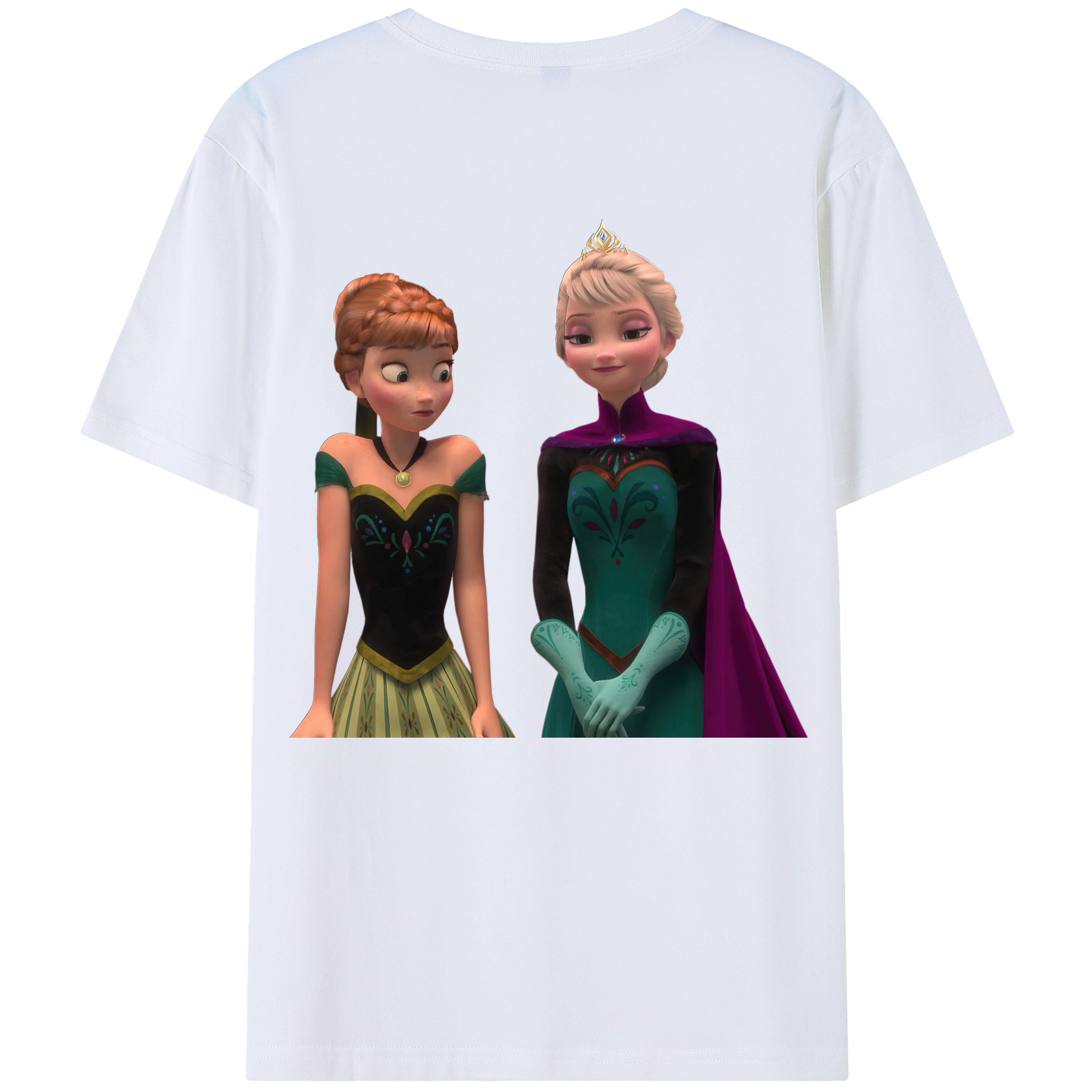 （画像用） アナと雪の女王 アンナ エルサ Frozen Anna Elsa レディース半袖Tシャツ(バックプリント)