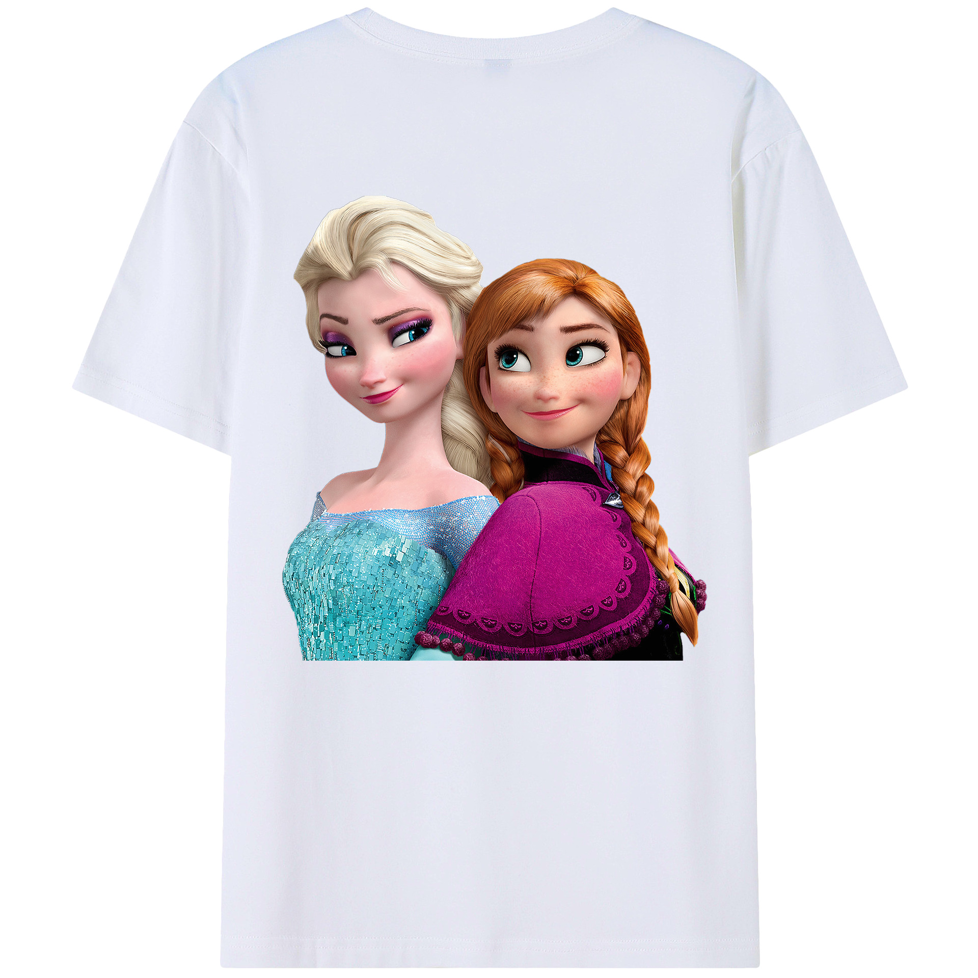 （画像用） アナと雪の女王 アンナ エルサ Frozen Anna Elsa レディース半袖Tシャツ(バックプリント)