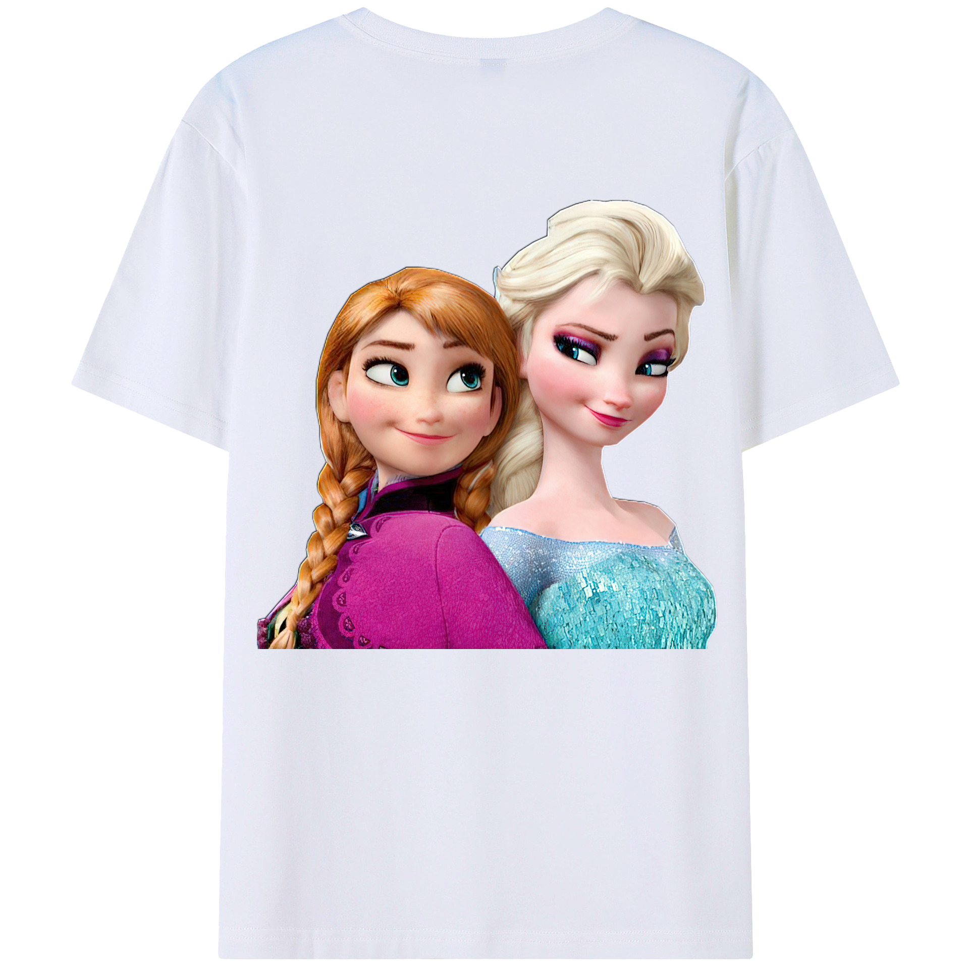 （画像用） アナと雪の女王 アンナ エルサ Frozen Anna Elsa レディース半袖Tシャツ(バックプリント)