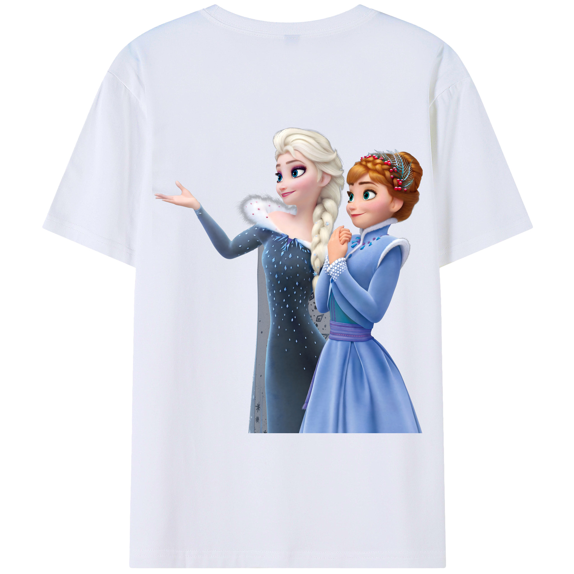（画像用） アナと雪の女王 アンナ エルサ Frozen Anna Elsa レディース半袖Tシャツ(バックプリント)