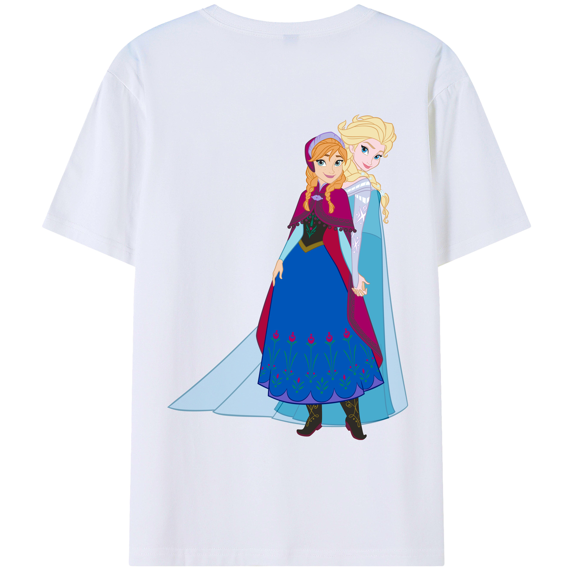 （画像用） アナと雪の女王 アンナ エルサ Frozen Anna Elsa レディース半袖Tシャツ(バックプリント)