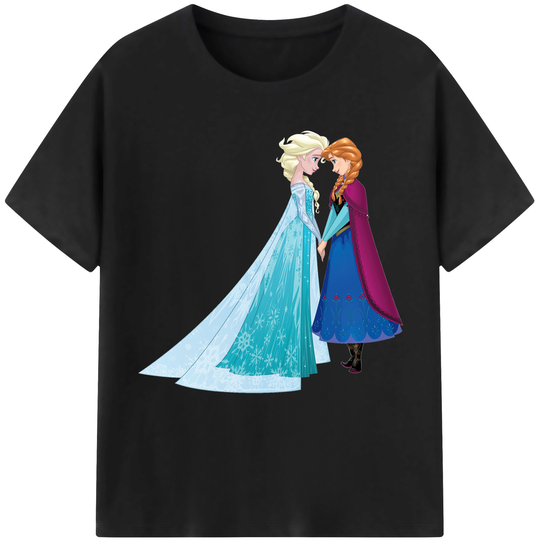 （画像用） アナと雪の女王 アンナ エルサ Frozen Anna Elsa レディースカジュアルプリントTシャツ（綿100％）