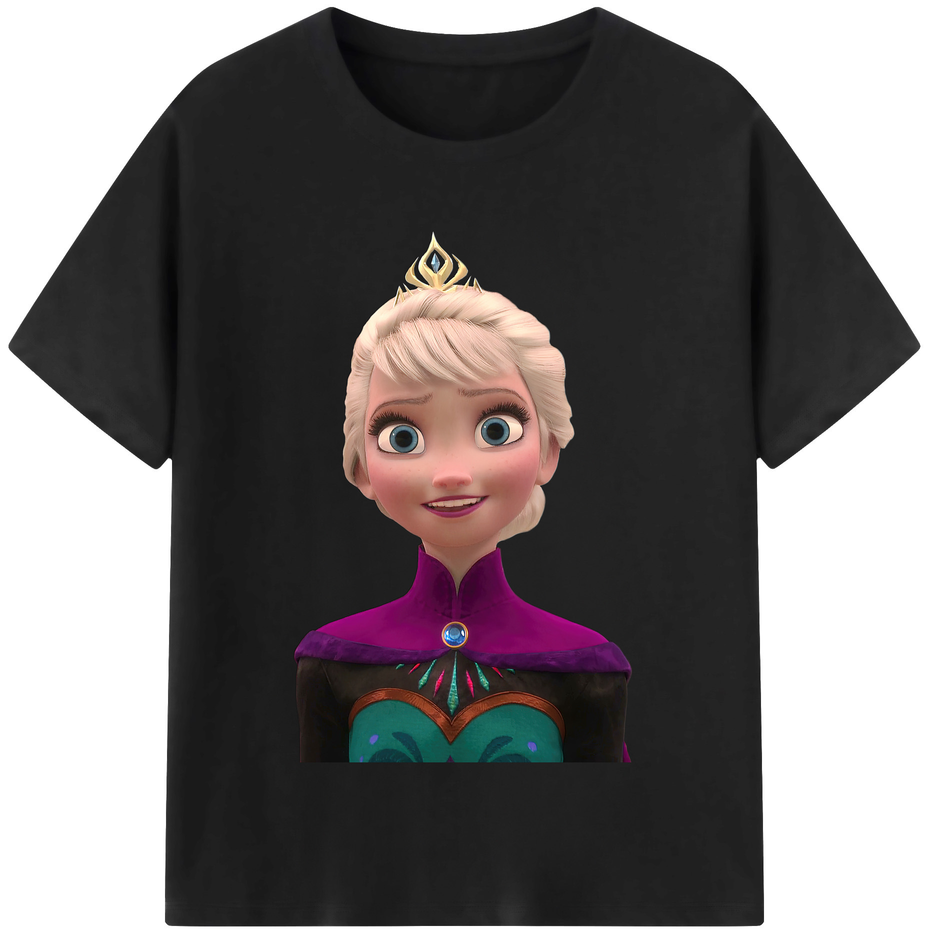 （画像用） アナと雪の女王 アンナ エルサ Frozen Anna Elsa レディースカジュアルプリントTシャツ（綿100％）