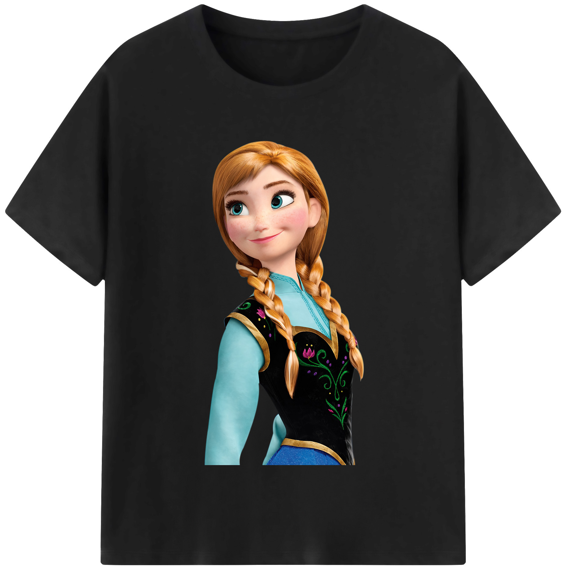 （画像用） アナと雪の女王 アンナ エルサ Frozen Anna Elsa レディースカジュアルプリントTシャツ（綿100％）