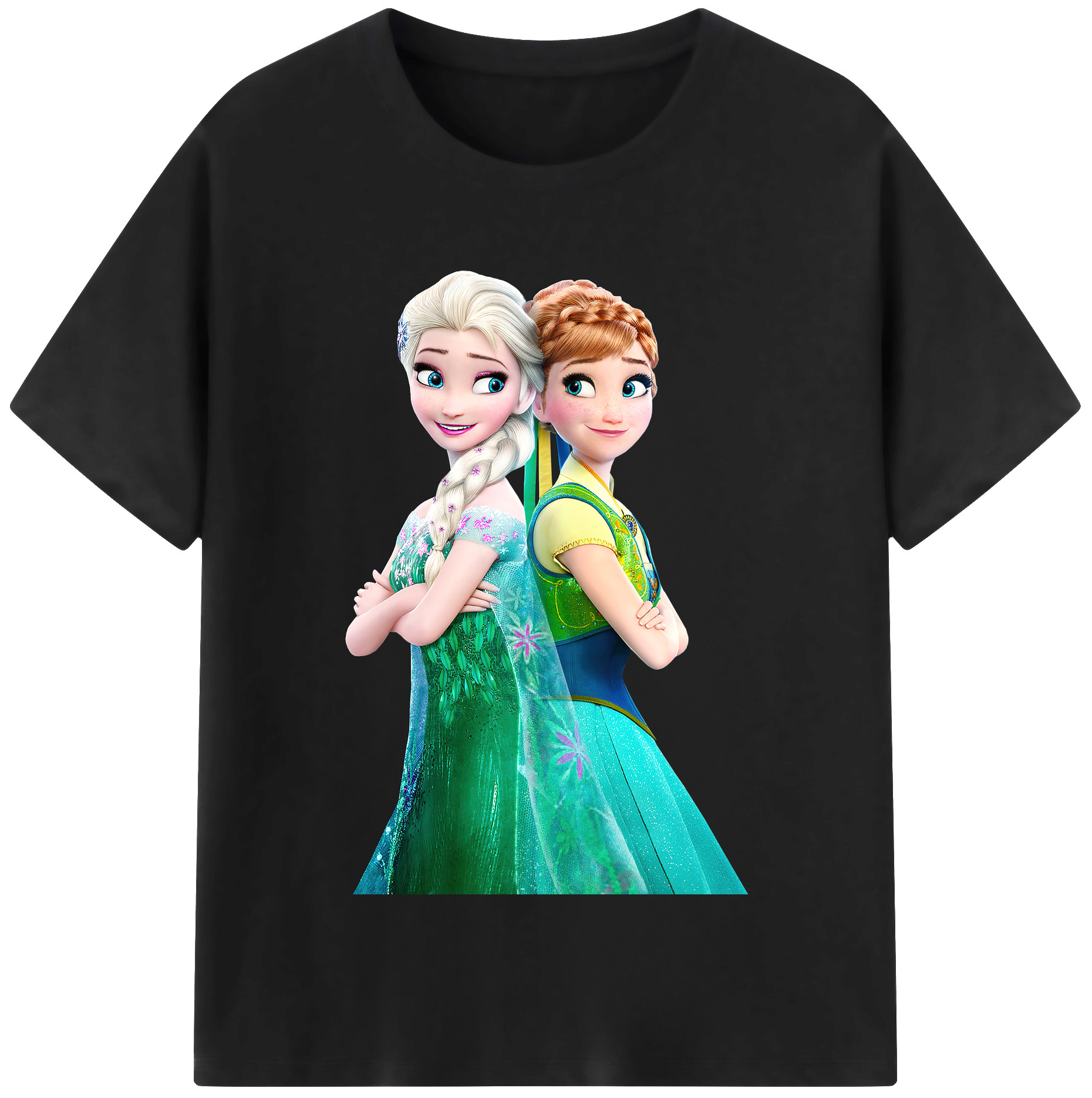 （画像用） アナと雪の女王 アンナ エルサ Frozen Anna Elsa レディースカジュアルプリントTシャツ（綿100％）