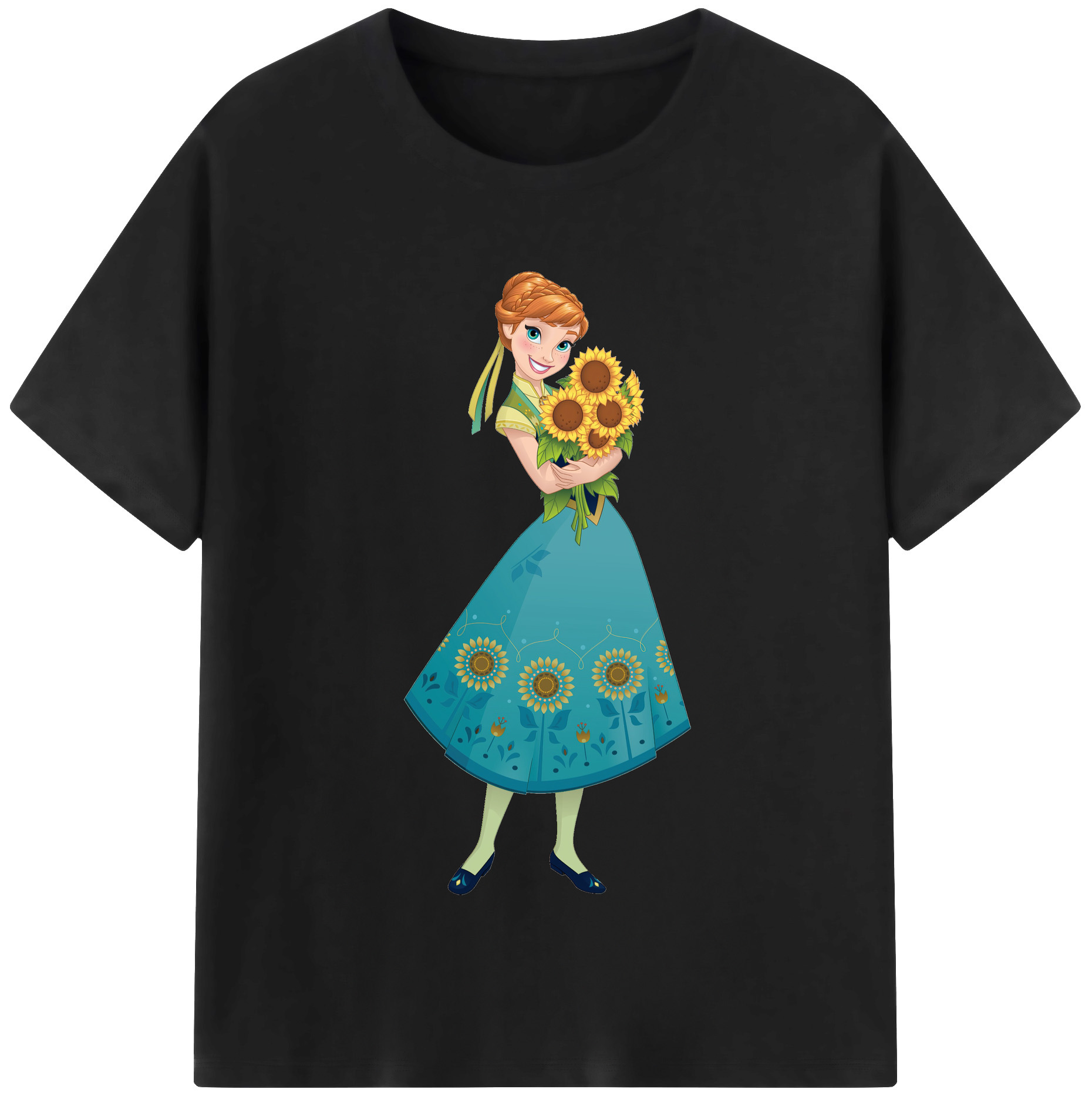 （画像用） アナと雪の女王 アンナ エルサ Frozen Anna Elsa レディースカジュアルプリントTシャツ（綿100％）