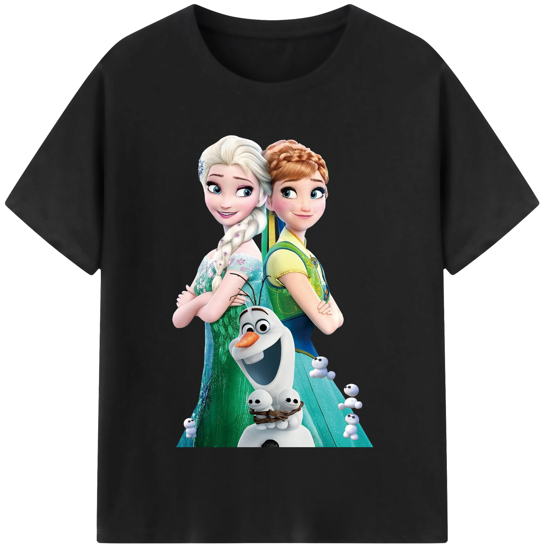 （画像用） アナと雪の女王 アンナ エルサ Frozen Anna Elsa レディースカジュアルプリントTシャツ（綿100％）