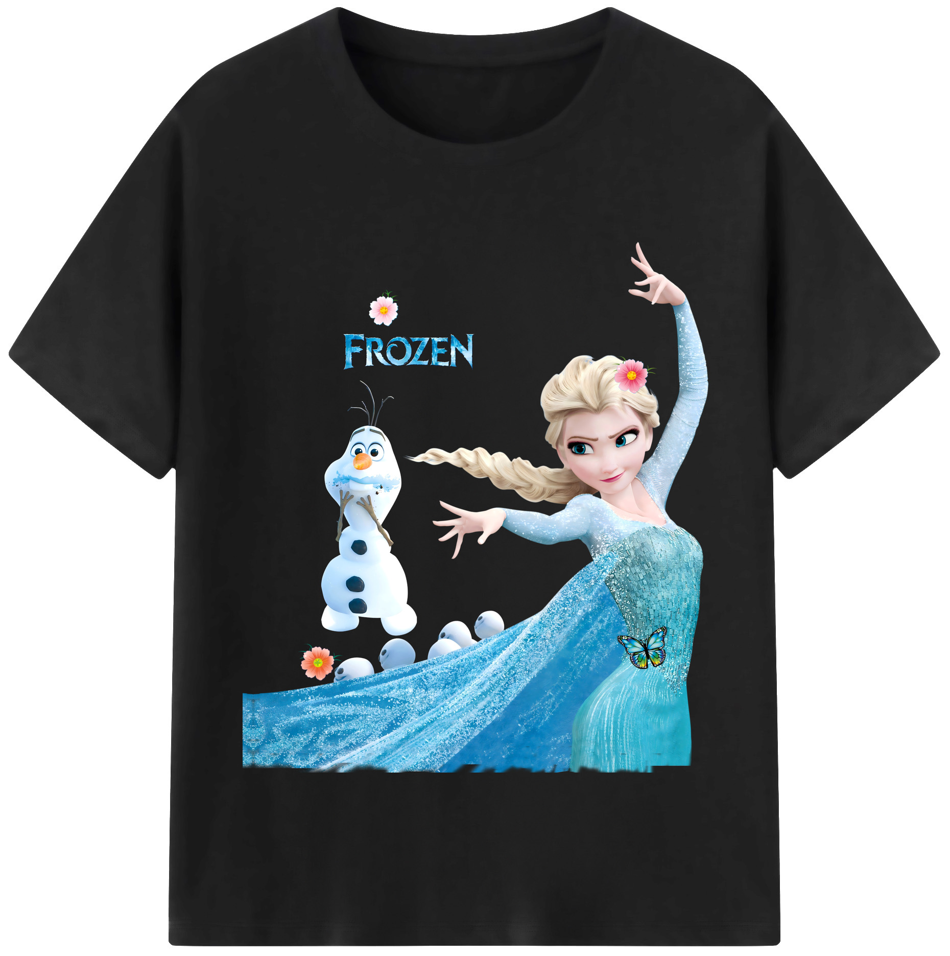（画像用） アナと雪の女王 アンナ エルサ Frozen Anna Elsa レディースカジュアルプリントTシャツ（綿100％）