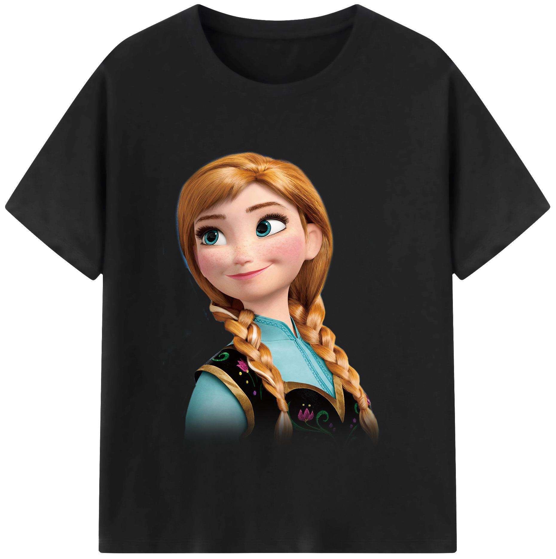 （画像用） アナと雪の女王 アンナ エルサ Frozen Anna Elsa レディースカジュアルプリントTシャツ（綿100％）
