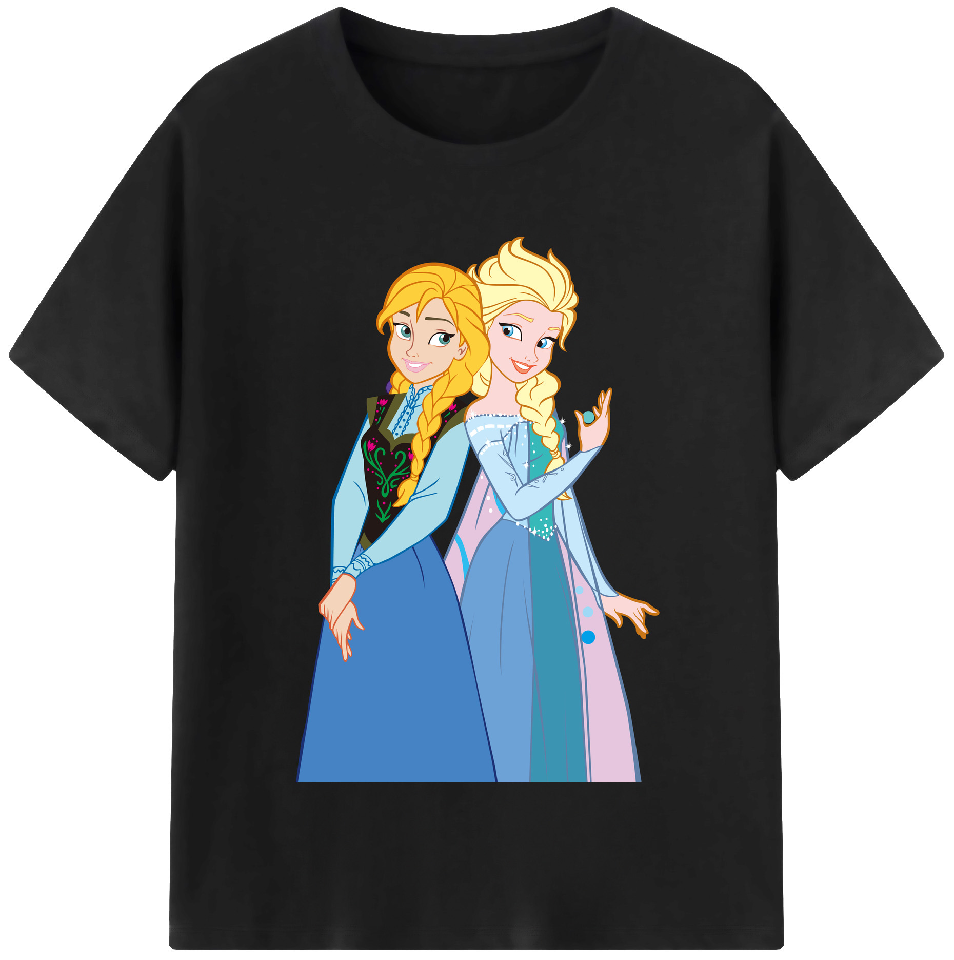 （画像用） アナと雪の女王 アンナ エルサ Frozen Anna Elsa レディースカジュアルプリントTシャツ（綿100％）