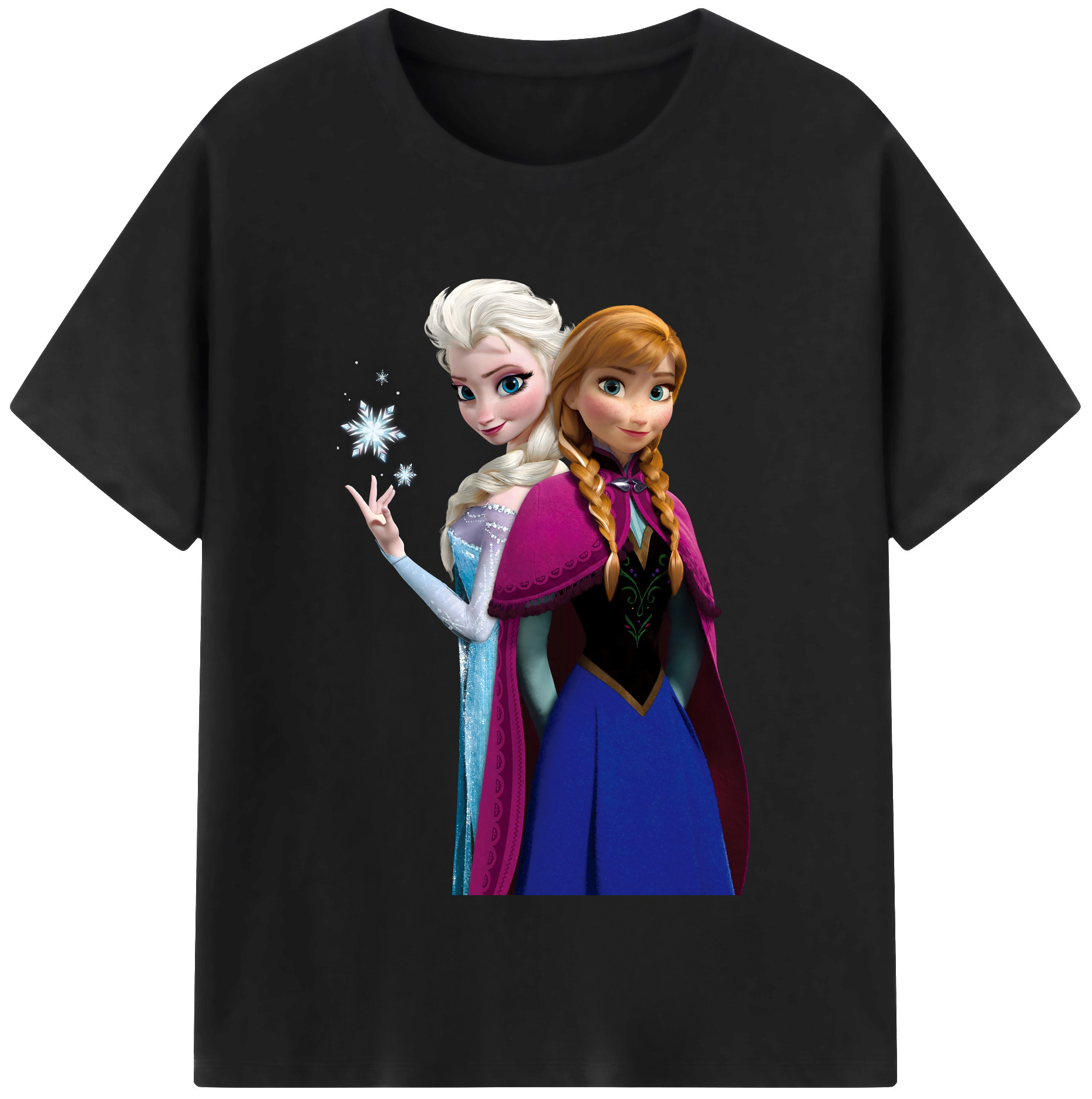 （画像用） アナと雪の女王 アンナ エルサ Frozen Anna Elsa レディースカジュアルプリントTシャツ（綿100％）