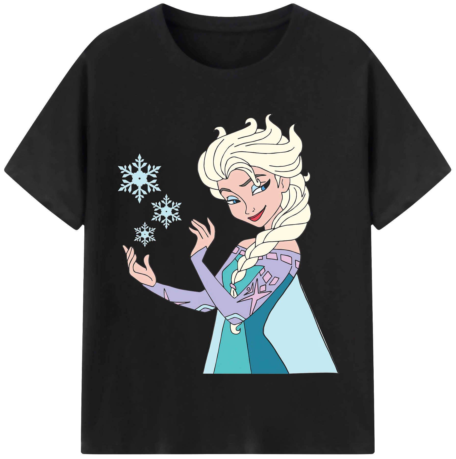 （画像用） アナと雪の女王 アンナ エルサ Frozen Anna Elsa レディースカジュアルプリントTシャツ（綿100％）