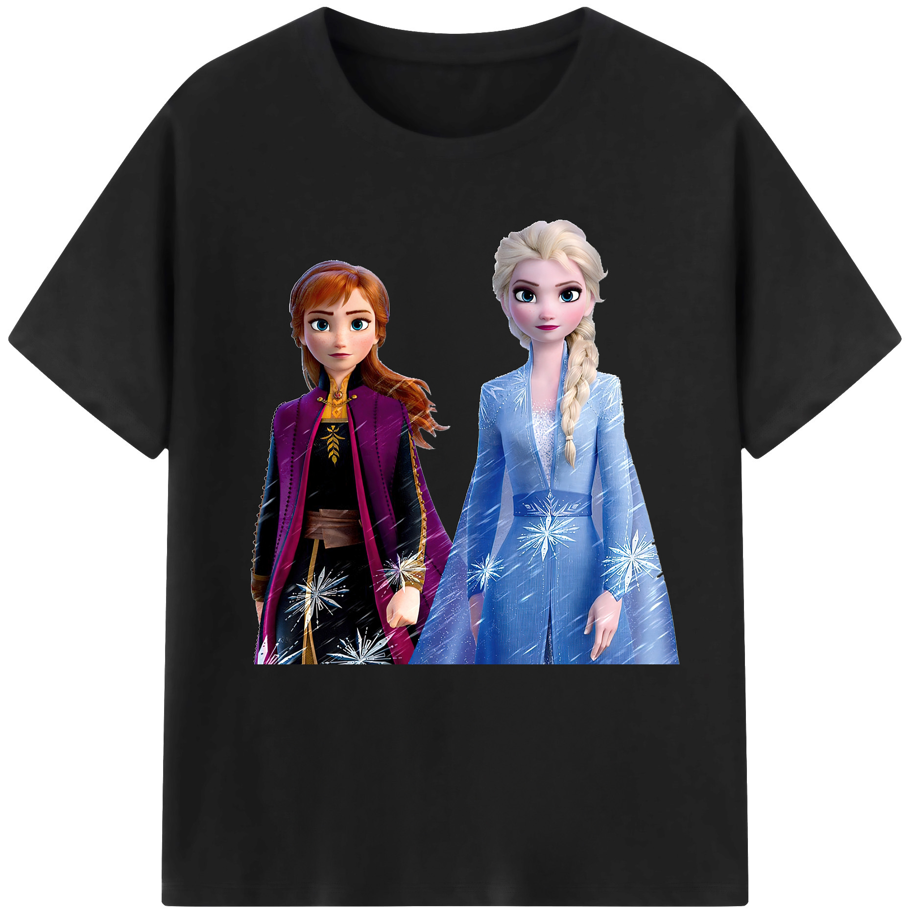 （画像用） アナと雪の女王 アンナ エルサ Frozen Anna Elsa レディースカジュアルプリントTシャツ（綿100％）