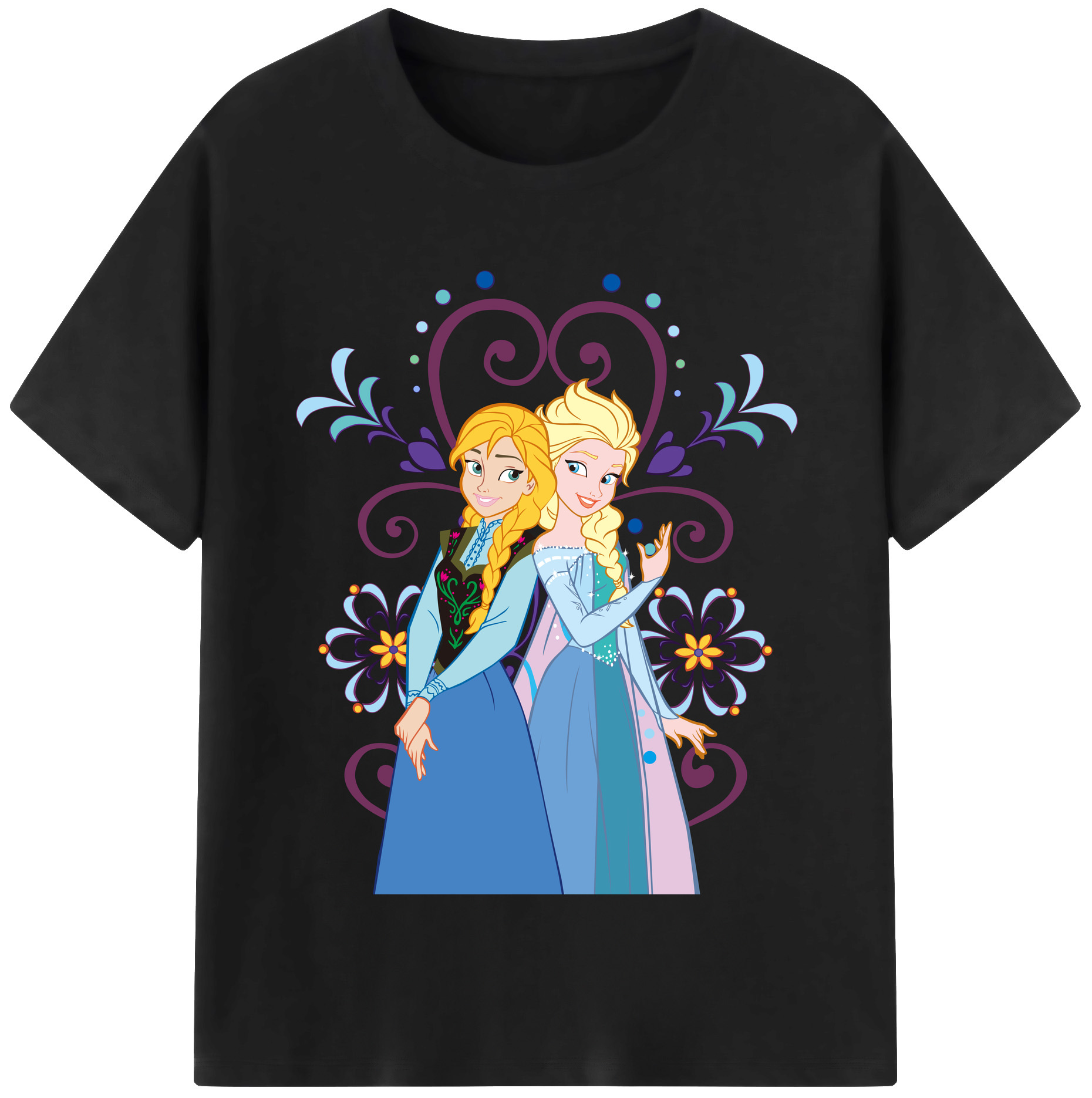 （画像用） アナと雪の女王 アンナ エルサ Frozen Anna Elsa レディースカジュアルプリントTシャツ（綿100％）