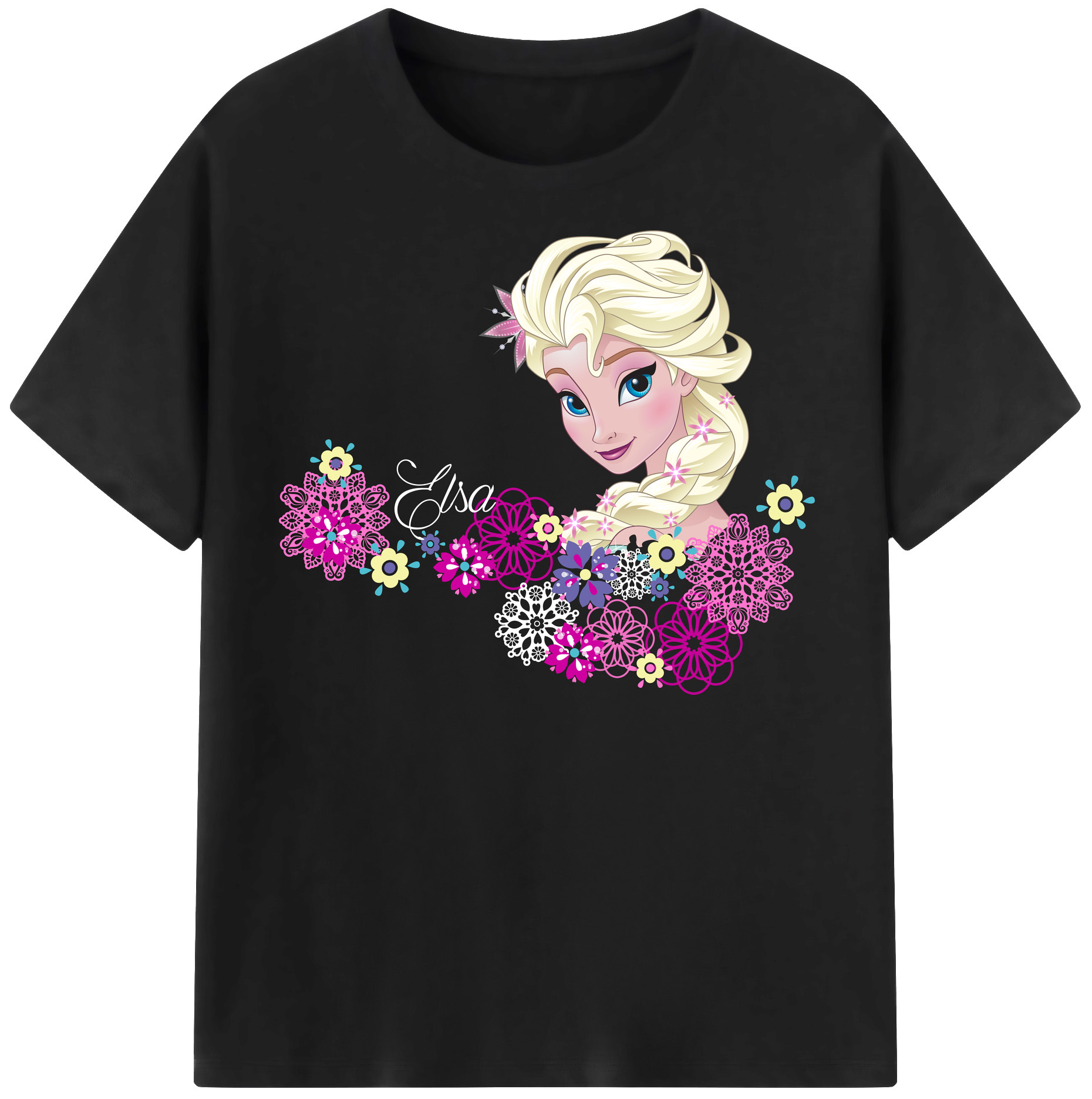 （画像用） アナと雪の女王 アンナ エルサ Frozen Anna Elsa レディースカジュアルプリントTシャツ（綿100％）