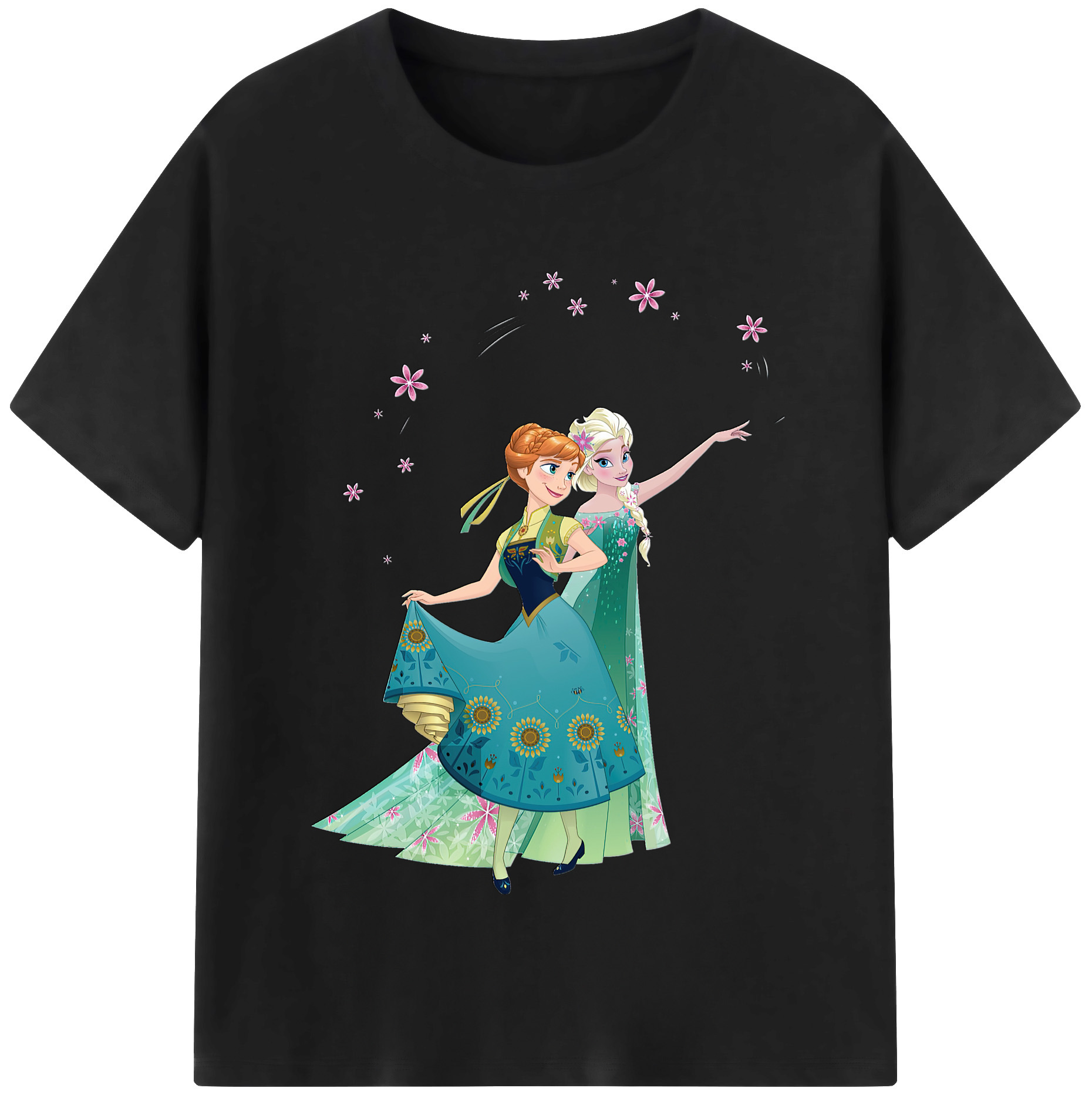 （画像用） アナと雪の女王 アンナ エルサ Frozen Anna Elsa レディースカジュアルプリントTシャツ（綿100％）