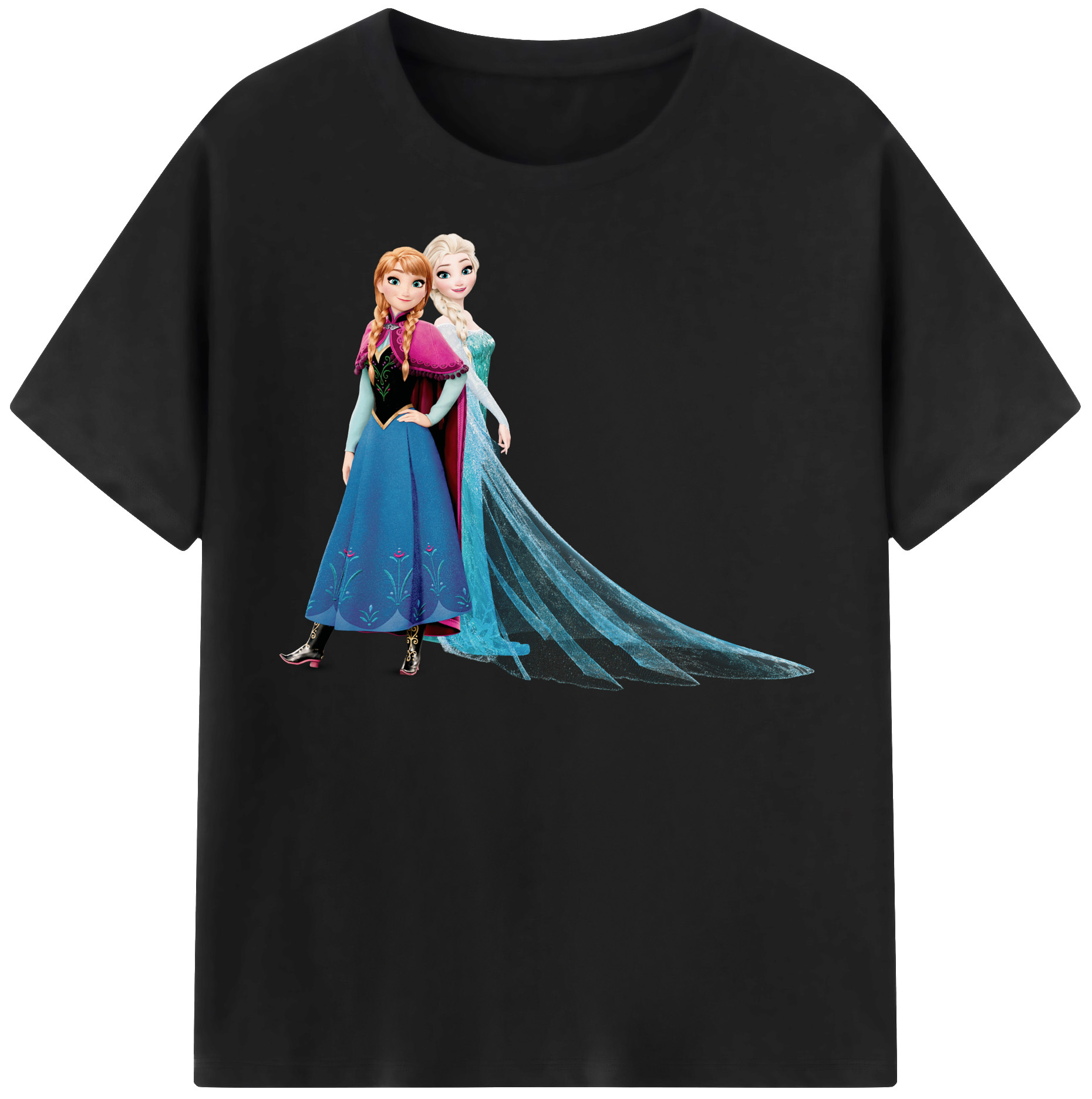 （画像用） アナと雪の女王 アンナ エルサ Frozen Anna Elsa レディースカジュアルプリントTシャツ（綿100％）