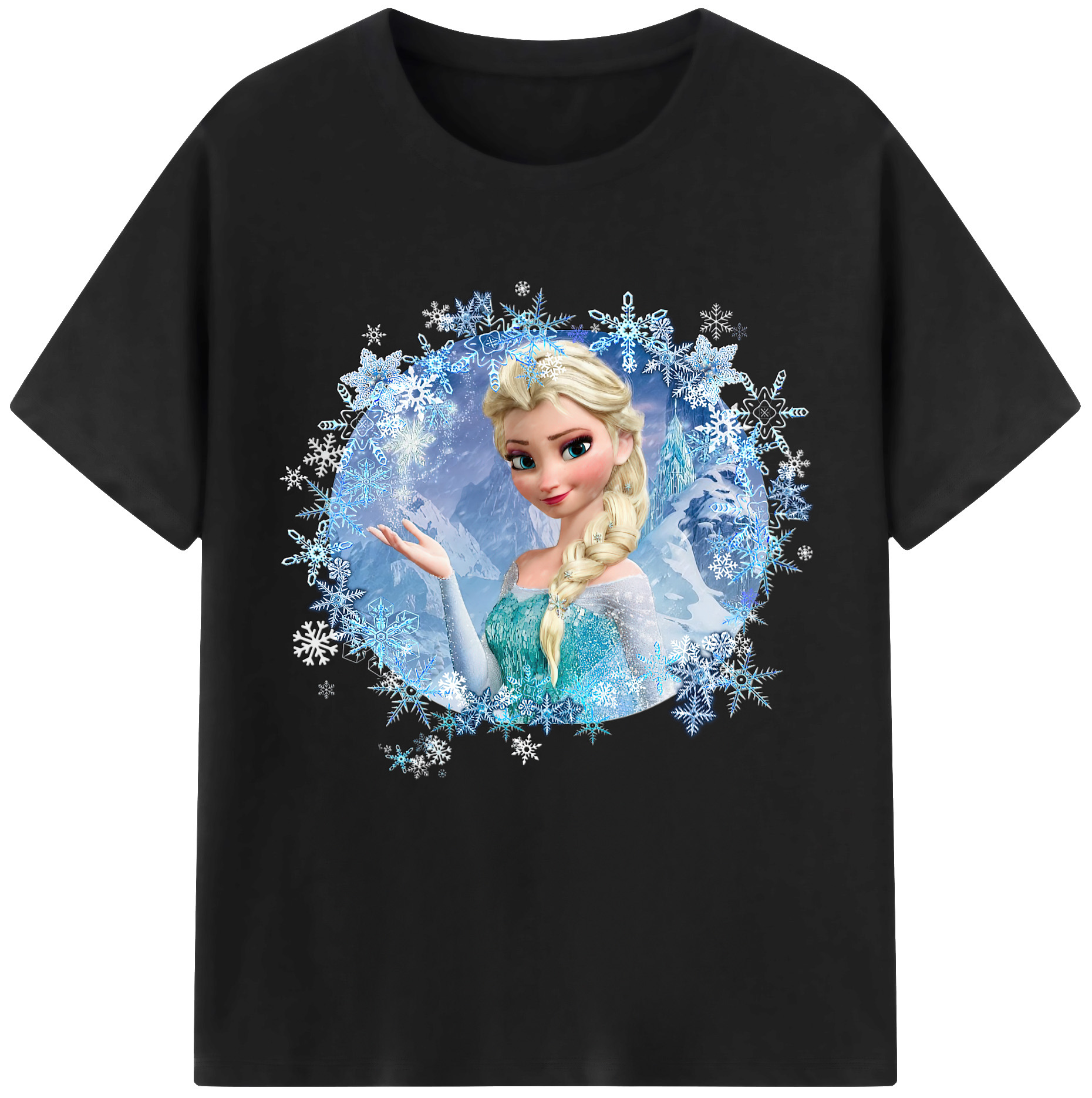 （画像用） アナと雪の女王 アンナ エルサ Frozen Anna Elsa レディースカジュアルプリントTシャツ（綿100％）
