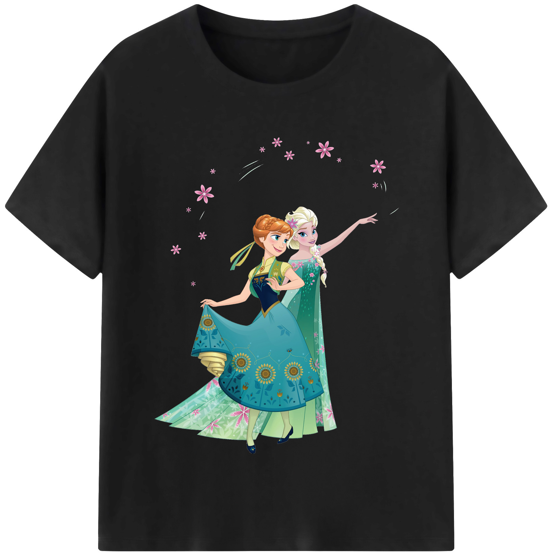 （画像用） アナと雪の女王 アンナ エルサ Frozen Anna Elsa レディースカジュアルプリントTシャツ（綿100％）