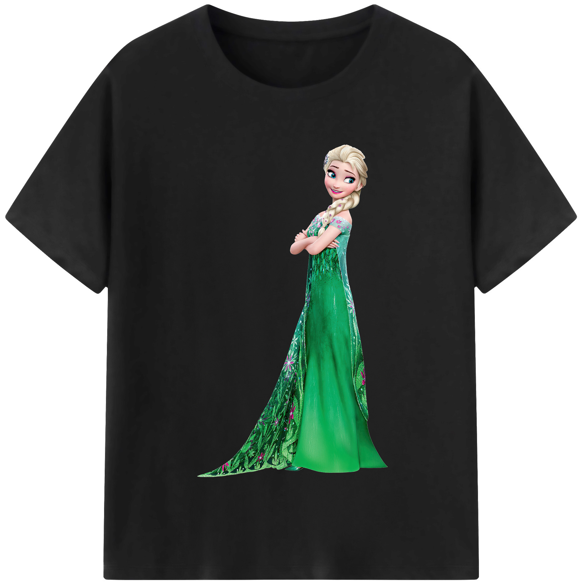 （画像用） アナと雪の女王 アンナ エルサ Frozen Anna Elsa レディースカジュアルプリントTシャツ（綿100％）