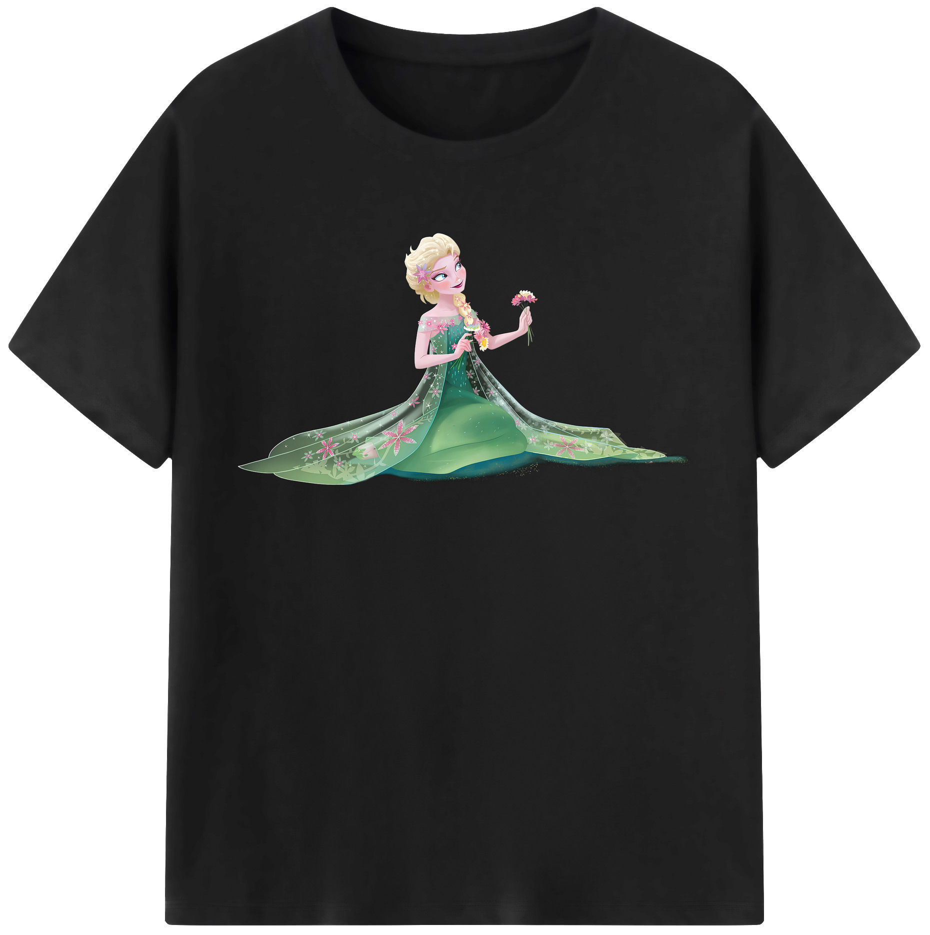 （画像用） アナと雪の女王 アンナ エルサ Frozen Anna Elsa レディースカジュアルプリントTシャツ（綿100％）
