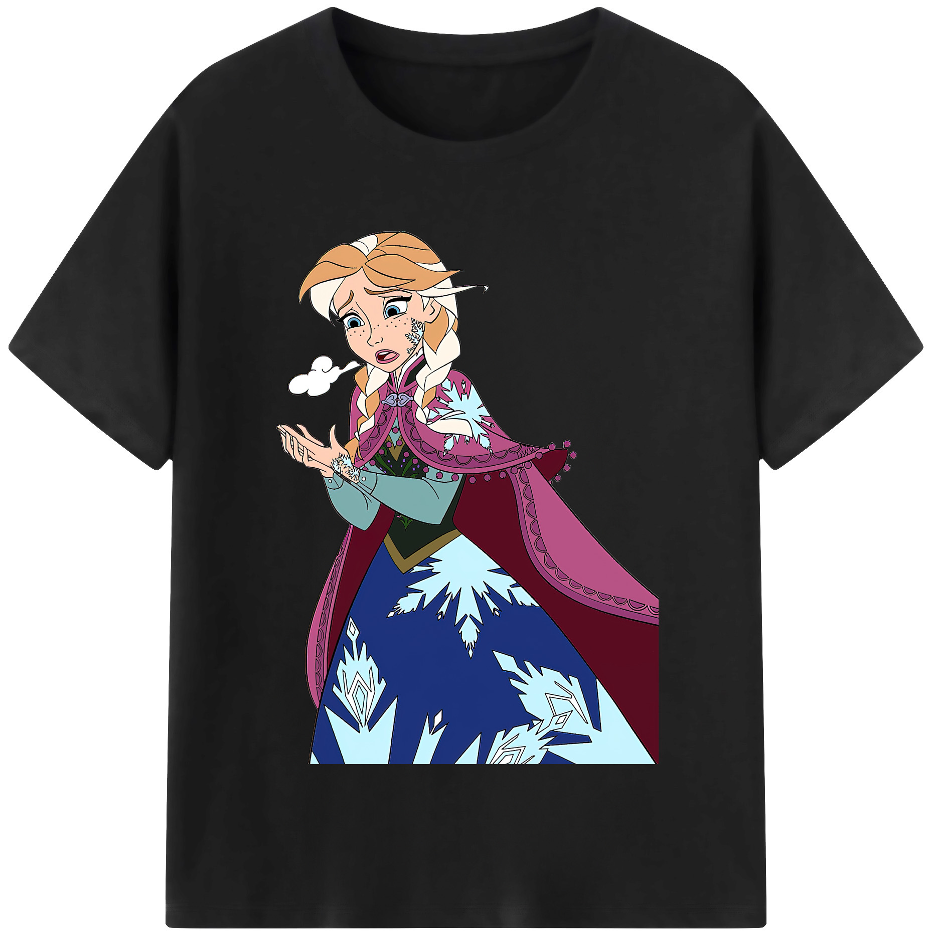 （画像用） アナと雪の女王 アンナ エルサ Frozen Anna Elsa レディースカジュアルプリントTシャツ（綿100％）