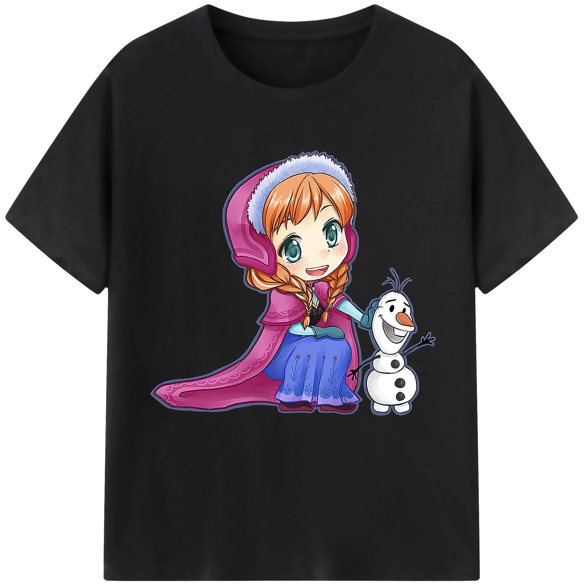（画像用） アナと雪の女王 アンナ エルサ Frozen Anna Elsa レディースカジュアルプリントTシャツ（綿100％）