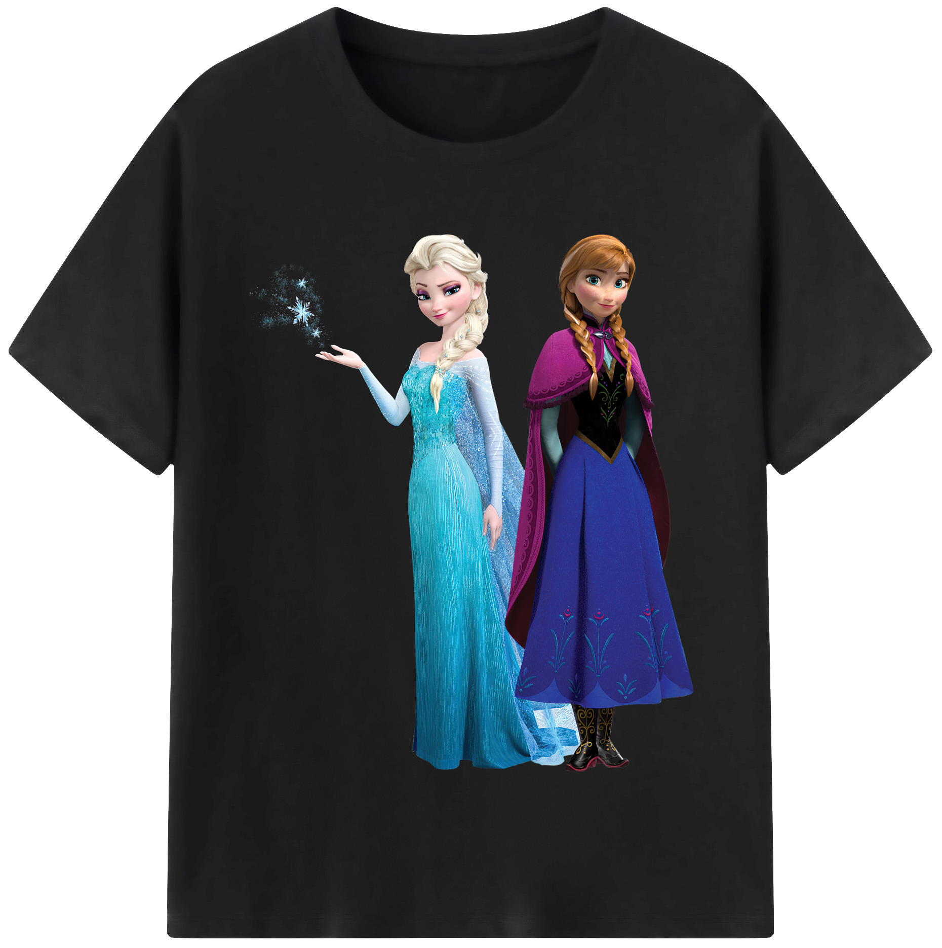 （画像用） アナと雪の女王 アンナ エルサ Frozen Anna Elsa レディースカジュアルプリントTシャツ（綿100％）