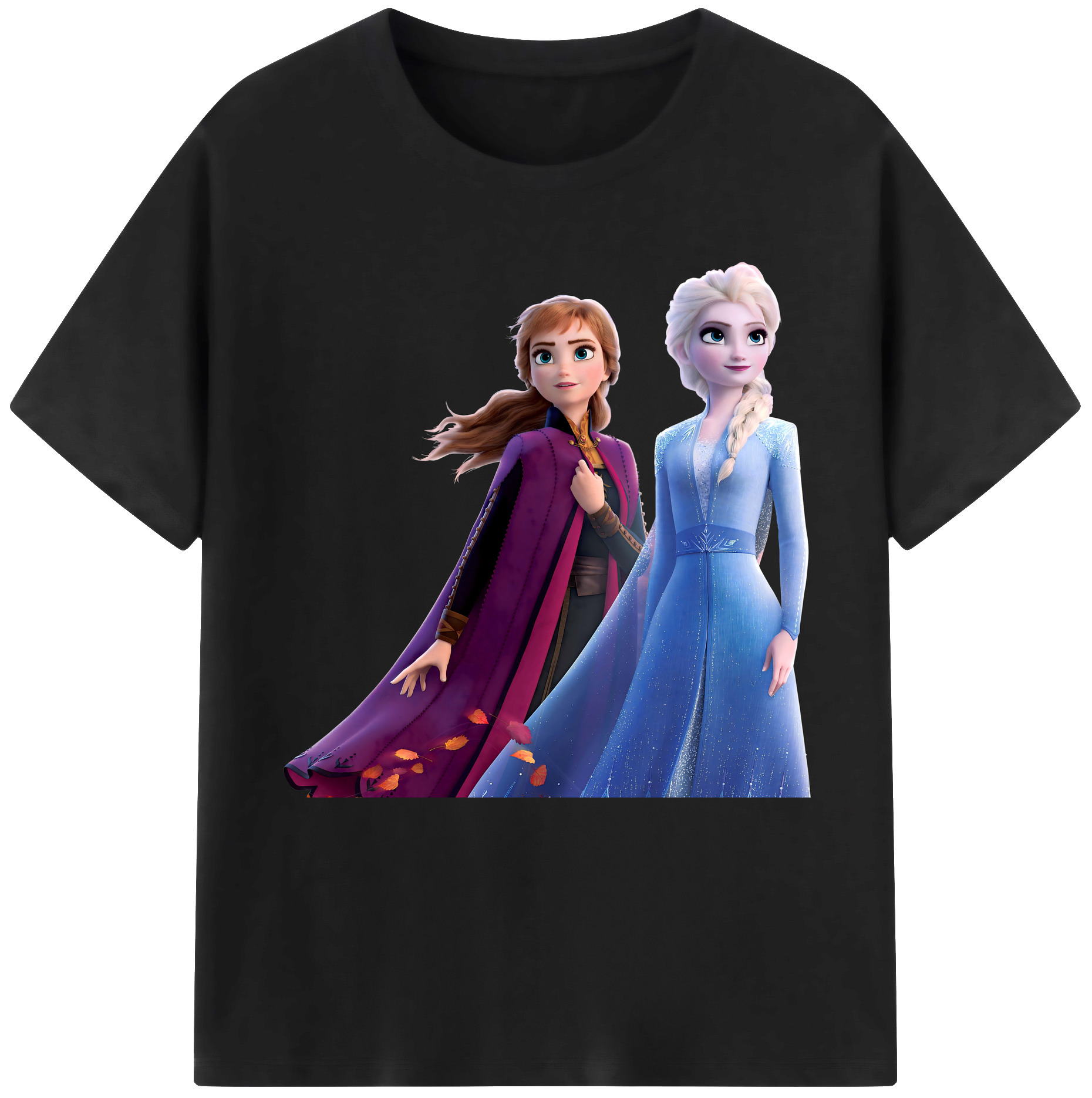 （画像用） アナと雪の女王 アンナ エルサ Frozen Anna Elsa レディースカジュアルプリントTシャツ（綿100％）