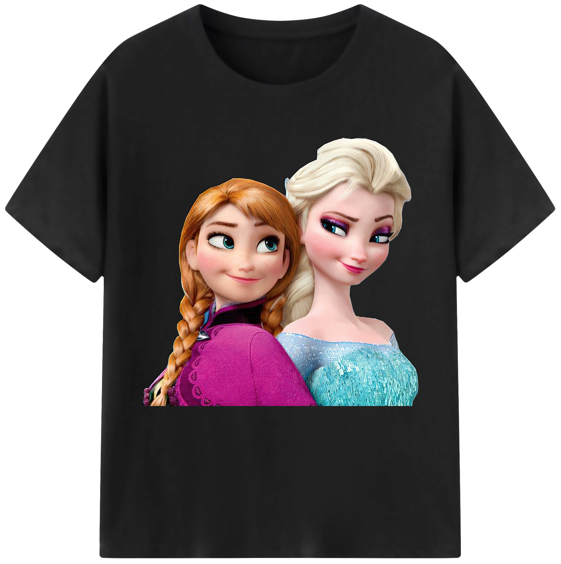 （画像用） アナと雪の女王 アンナ エルサ Frozen Anna Elsa レディースカジュアルプリントTシャツ（綿100％）