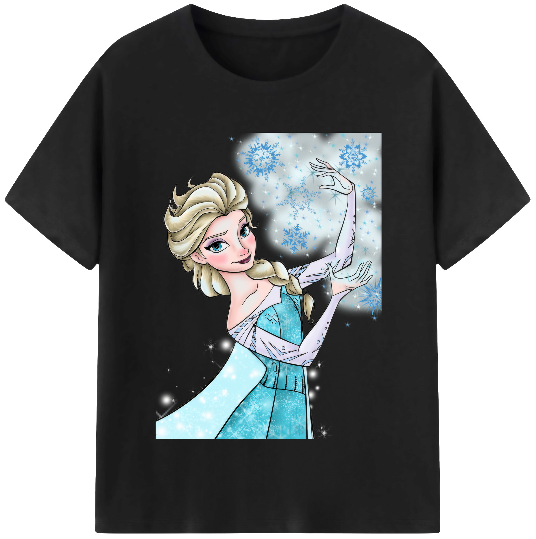 （画像用） アナと雪の女王 アンナ エルサ Frozen Anna Elsa レディースカジュアルプリントTシャツ（綿100％）