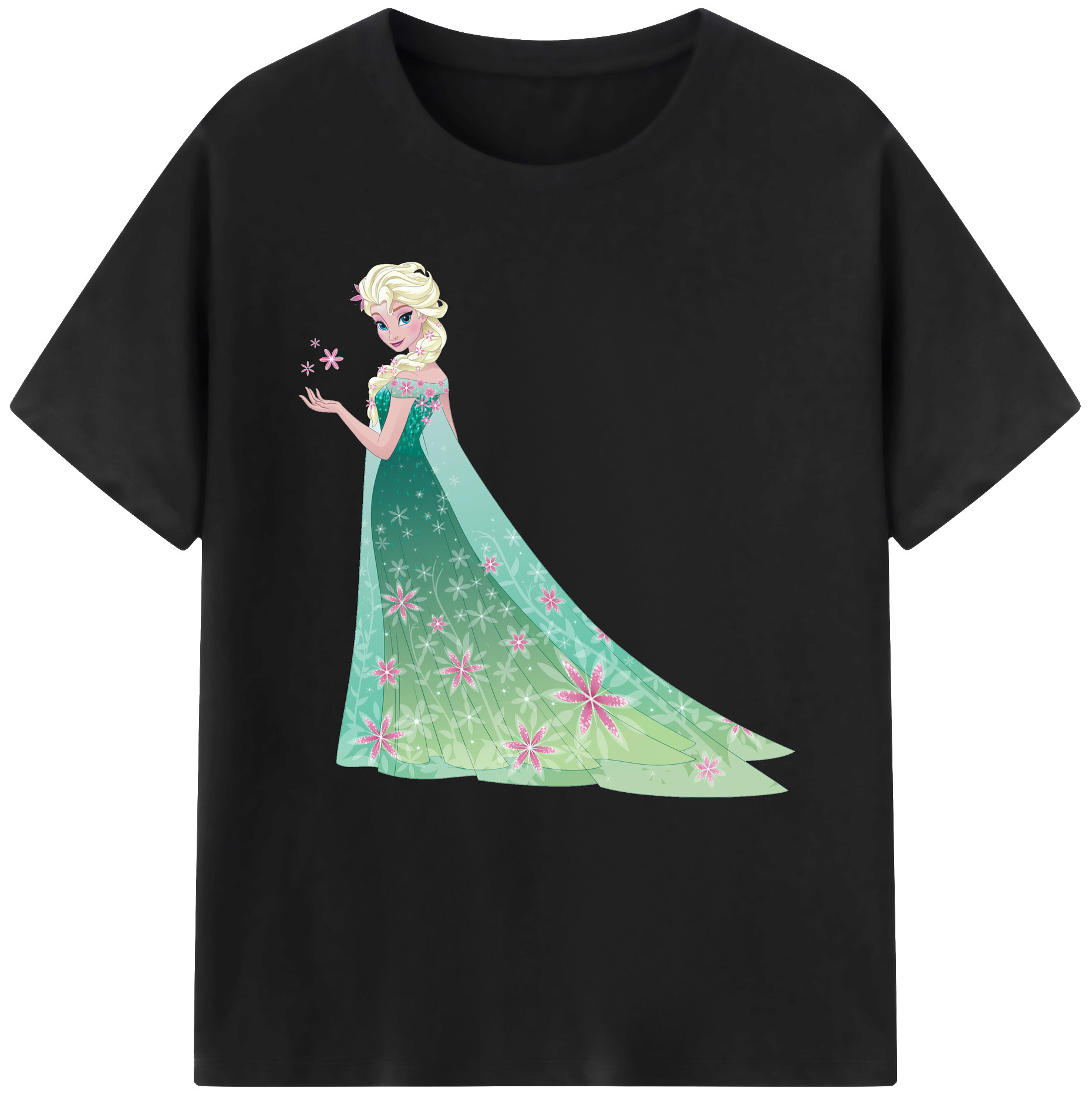 （画像用） アナと雪の女王 アンナ エルサ Frozen Anna Elsa レディースカジュアルプリントTシャツ（綿100％）